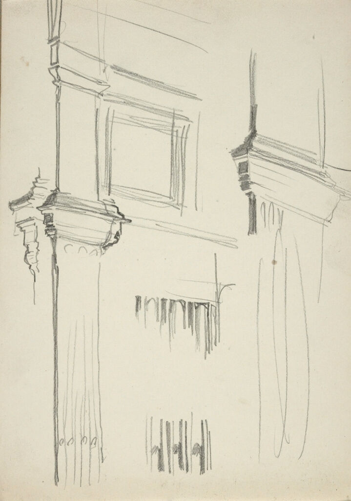 Blank Page; Verso: Perspective Study Of Wall With Engaged Pilasters And Panels