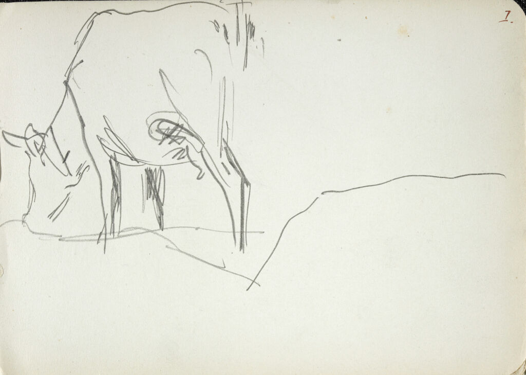 Sketch Of A Cow; Verso: Sketches Of Goats