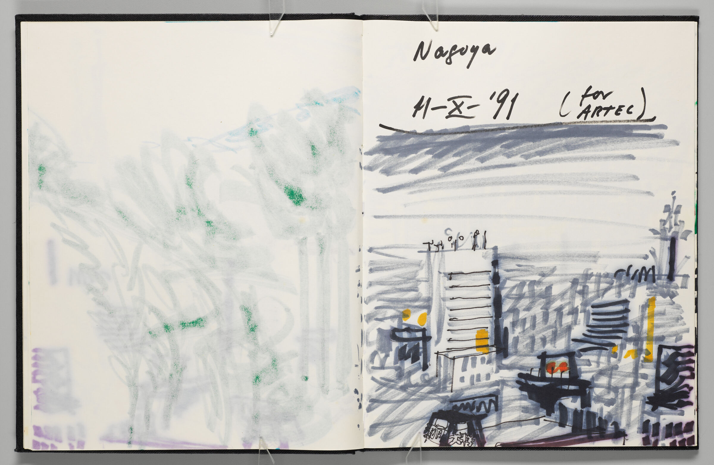 Untitled (Bleed-Through Of Previous Page, Left Page); Untitled (Nagoya Cityscape, Right Page)