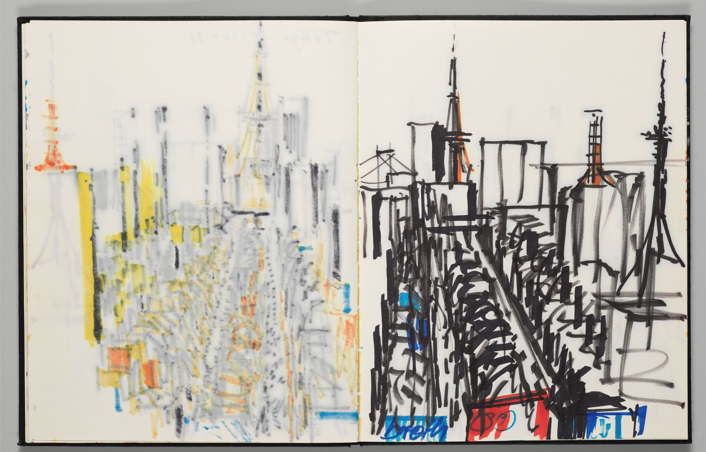Untitled (Bleed-Through Of Previous Page, Left Page); Untitled (Tokyo Cityscape, Right Page)