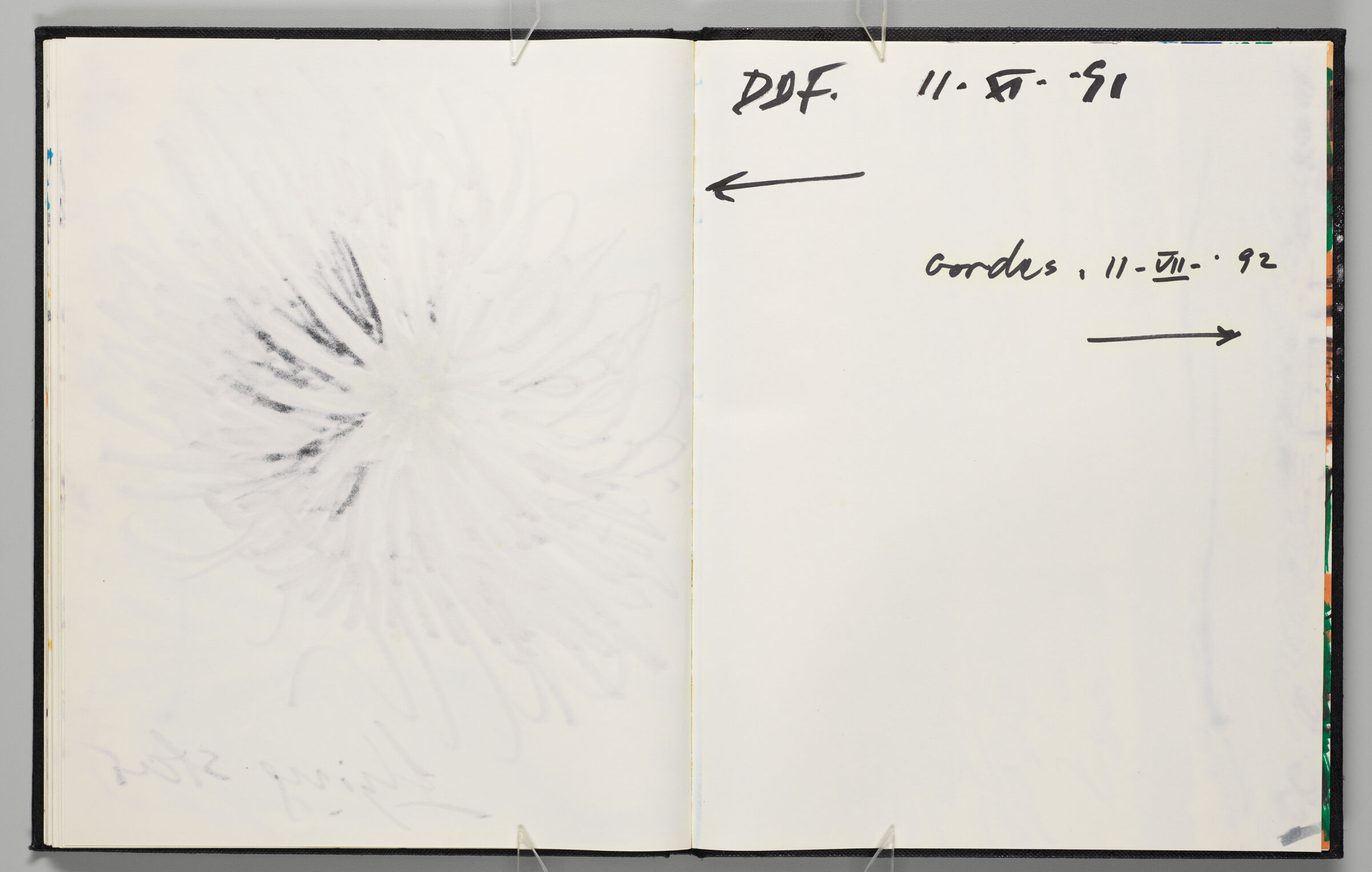 Untitled (Bleed-Through Of Previous Page, Left Page); Untitled (Note, Right Page)