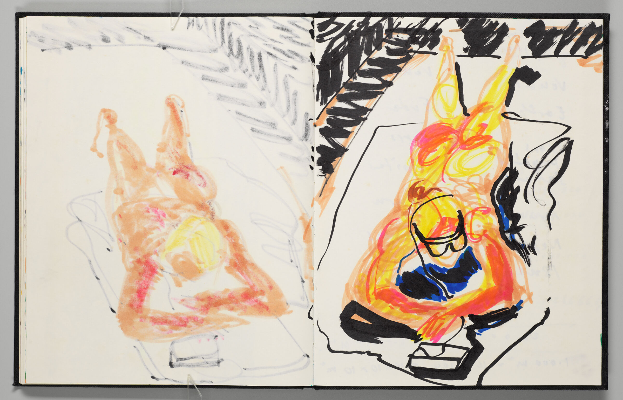 Untitled (Bleed-Through Of Previous Page, Left Page); Untitled (Female Figure [Elizabeth] Sunbathing, Right Page)