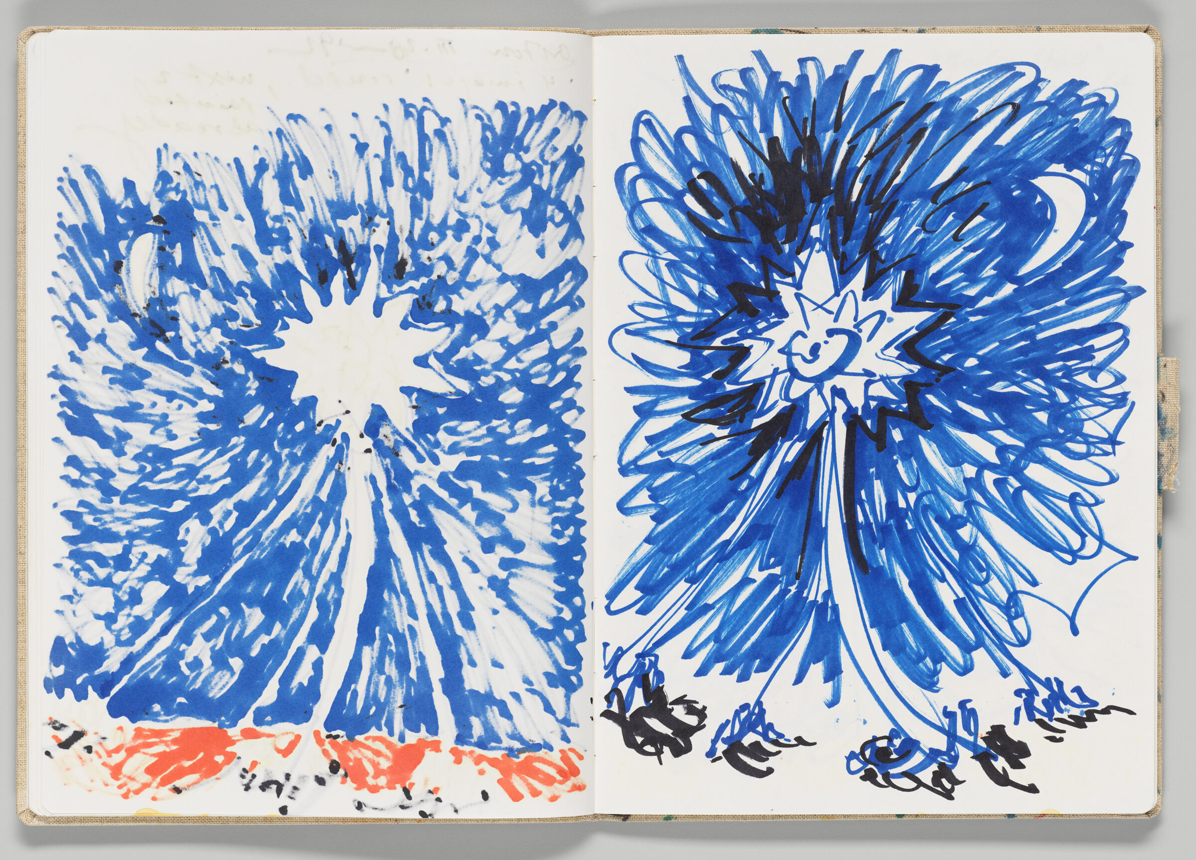 Untitled (Bleed-Through Of Previous Page, Left Page); Untitled (Sketch Of Past Sky Event For Goauches, Right Page)