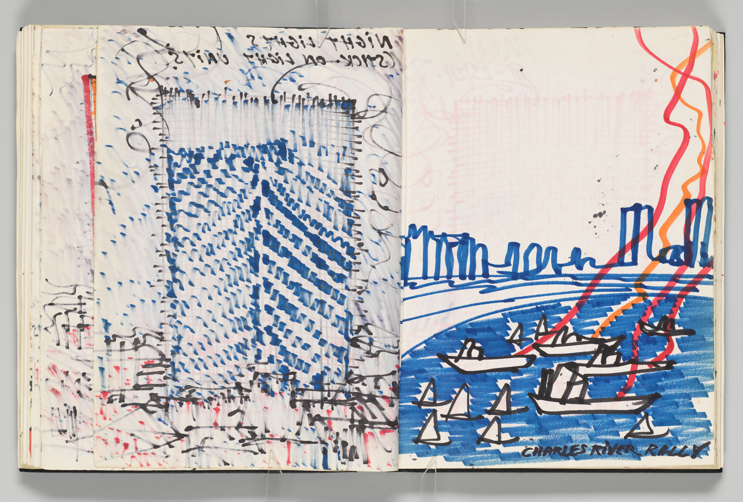 Untitled (Bleed-Through Of Previous Page With Color Transfer, Left Page); Untitled (Adhered Sketch Of 