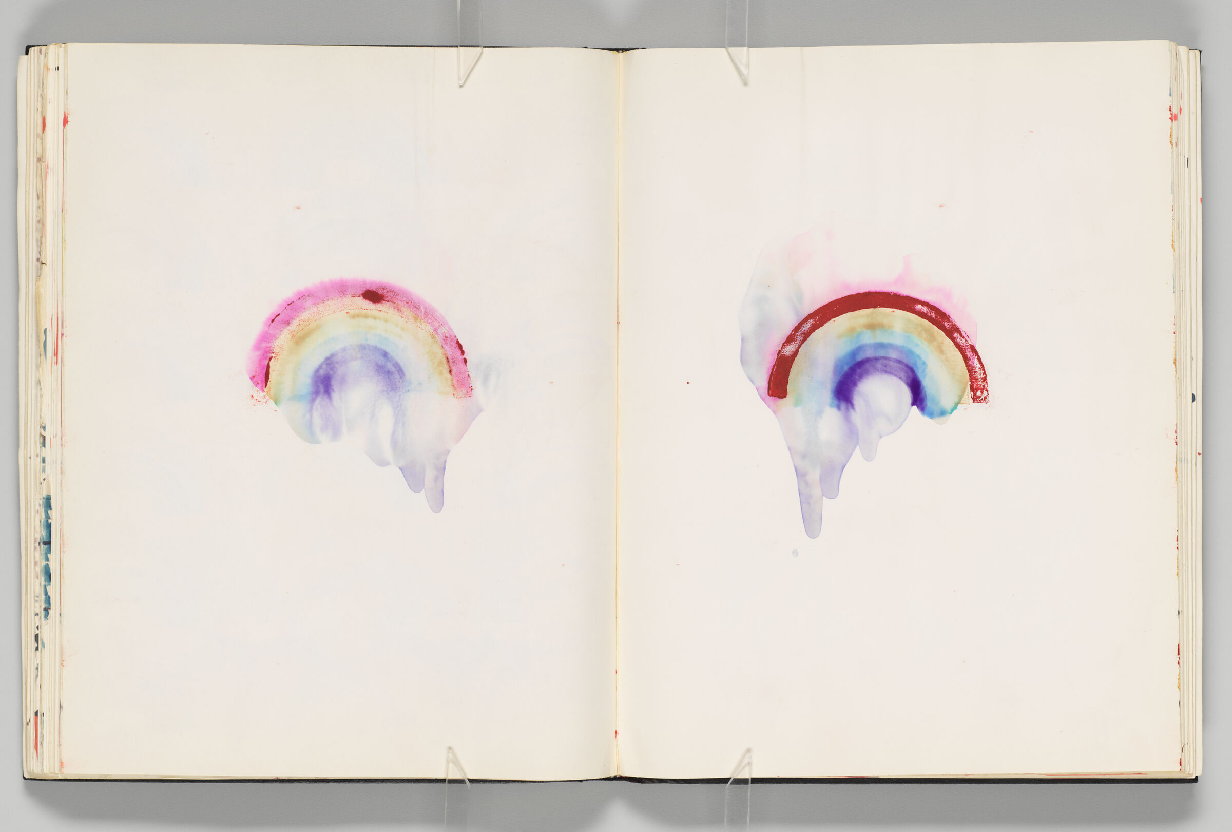 Untitled (Bleed-Through Of Previous Page, Left Page); Untitled (Rainbow Stamp Impression Manipulated With Water, Right Page)