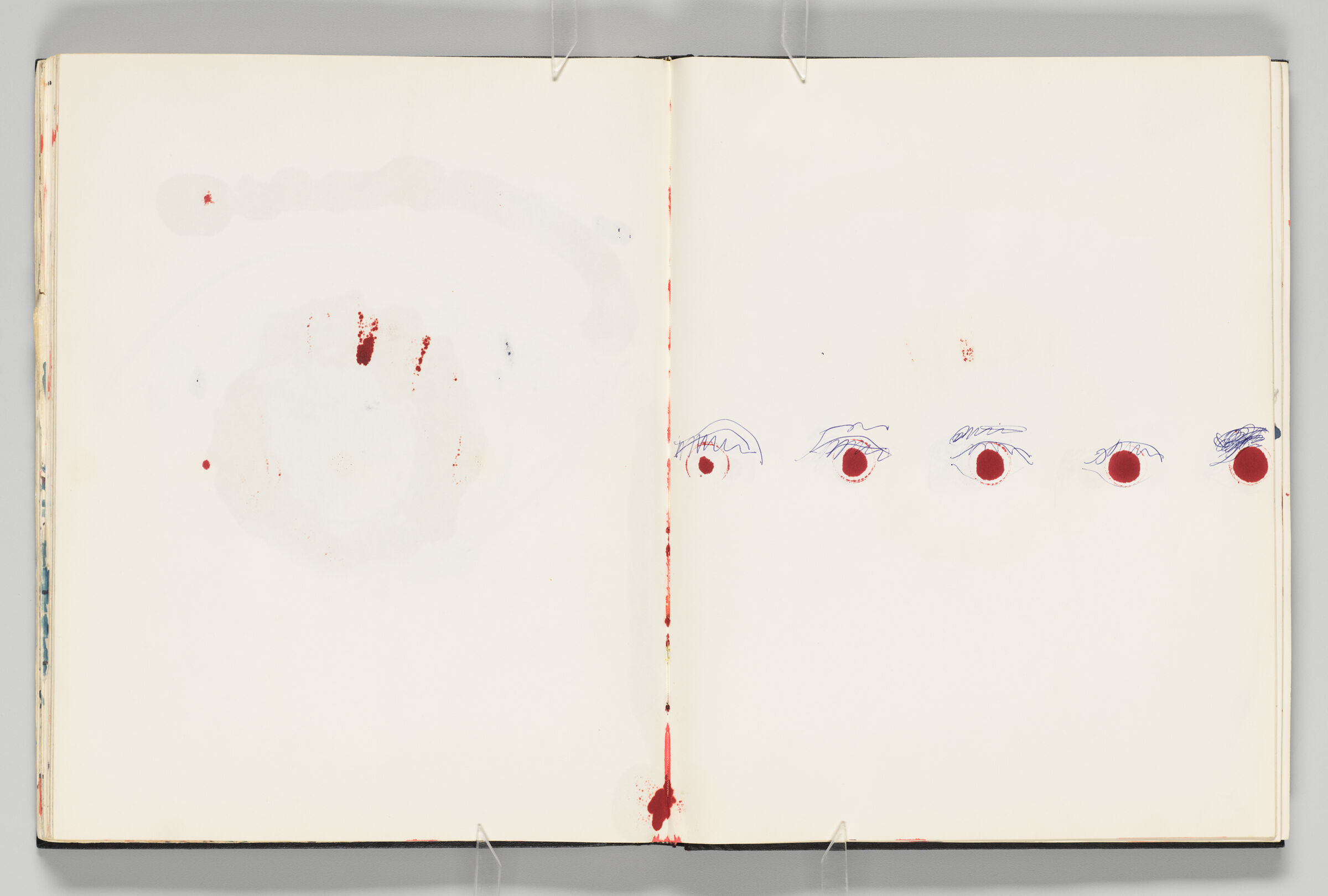 Untitled (Color Transfer From Previous Pages, Left Page); Untitled (Row Of Eyes, Right Page)