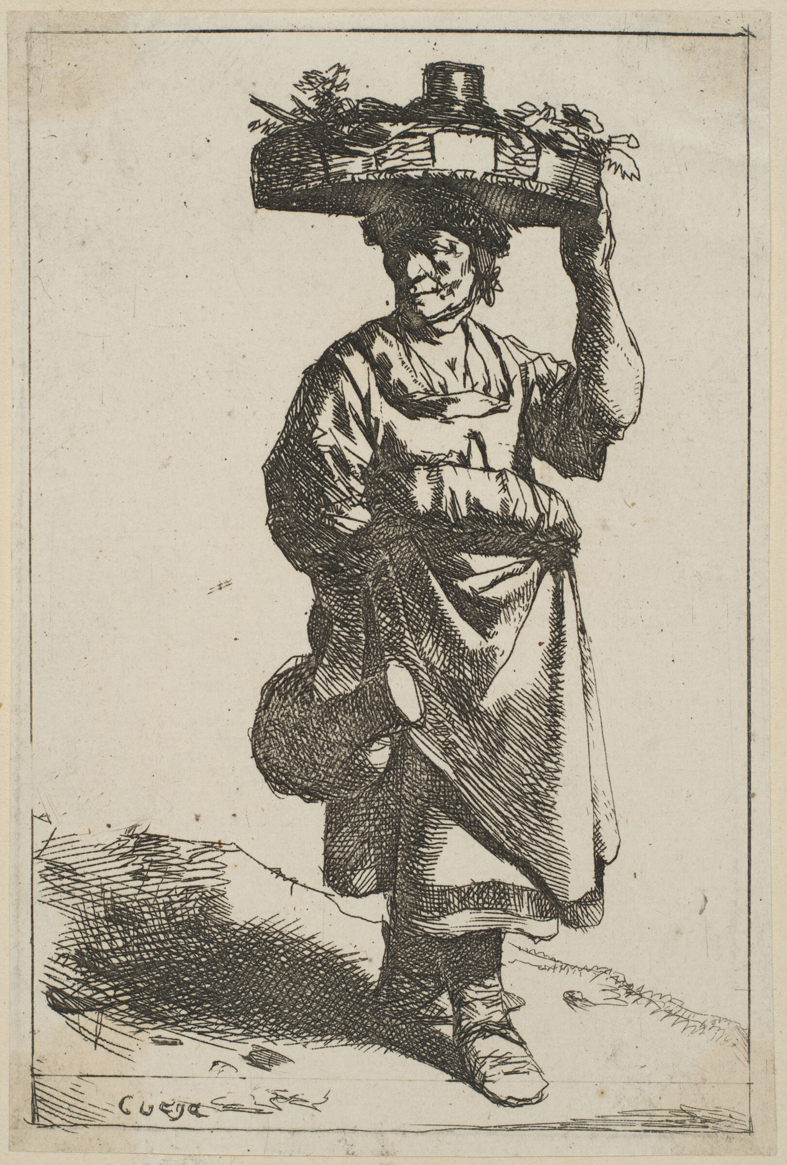 A Woman Carrying A Basket