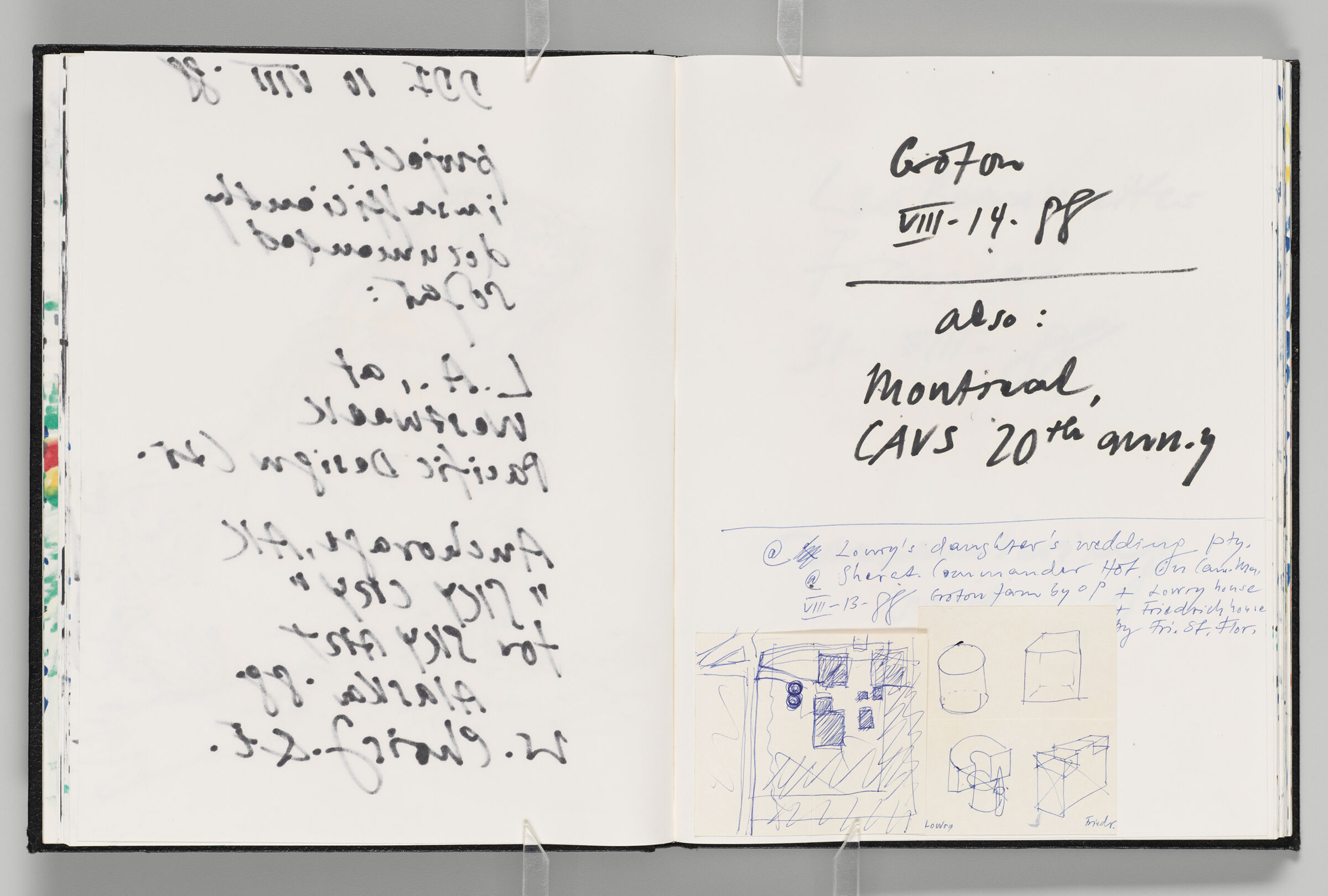 Untitled (Bleed-Through Of Previous Page, Left Page); Untitled (Notes And Adhered Sketches, Right Page)