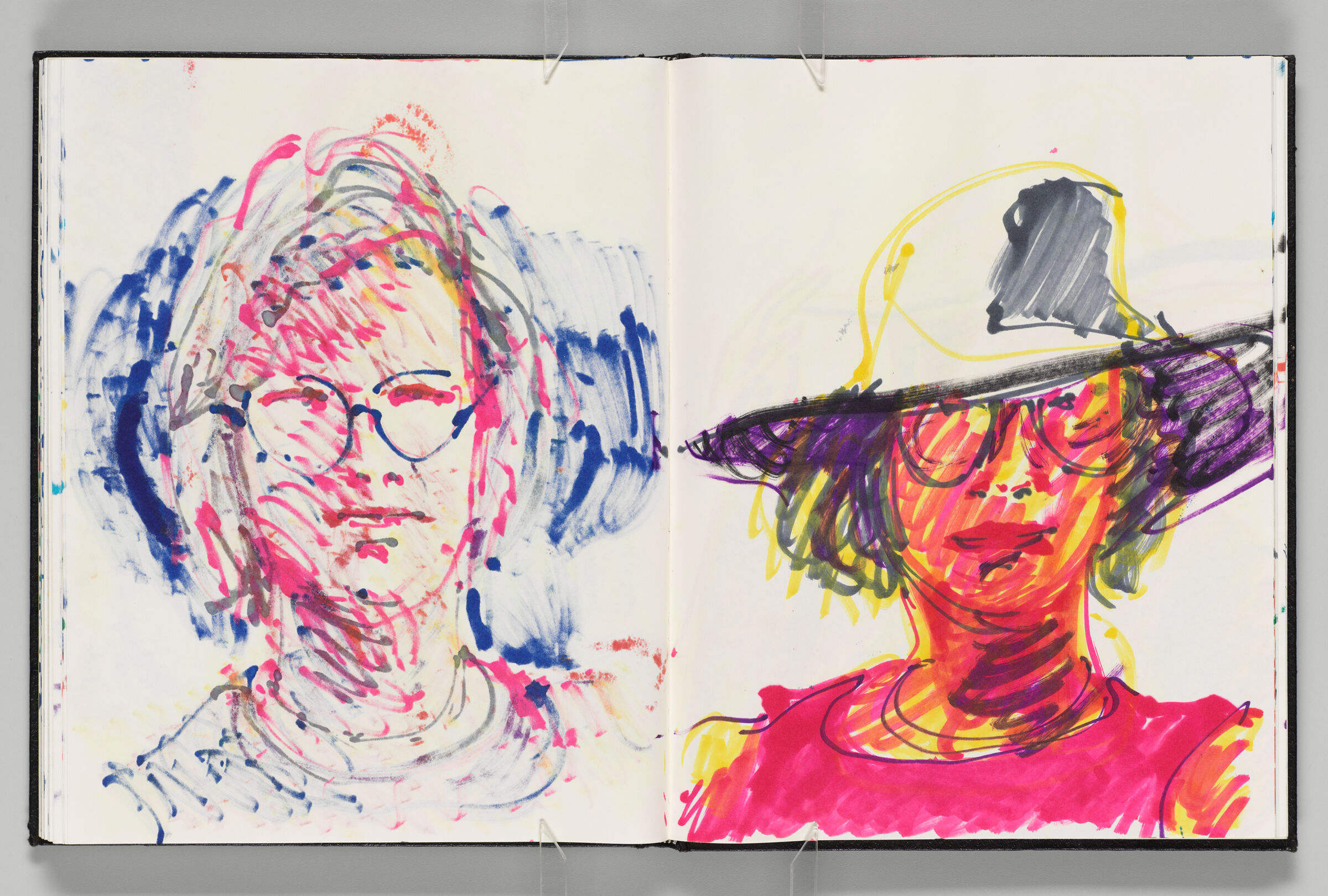 Untitled (Bleed-Through Of Previous Page, Left Page); Untitled (Frontal Portrait Of Female Figure In Hat And Glasses [Elizabeth], Right Page)