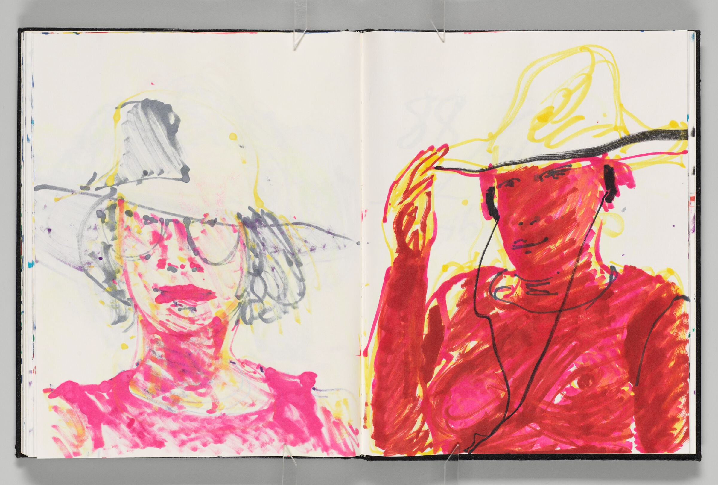 Untitled (Bleed-Through Of Previous Page, Left Page); Untitled (Frontal Portrait Of Female Figure In Hat With Headphones [Elizabeth], Right Page)