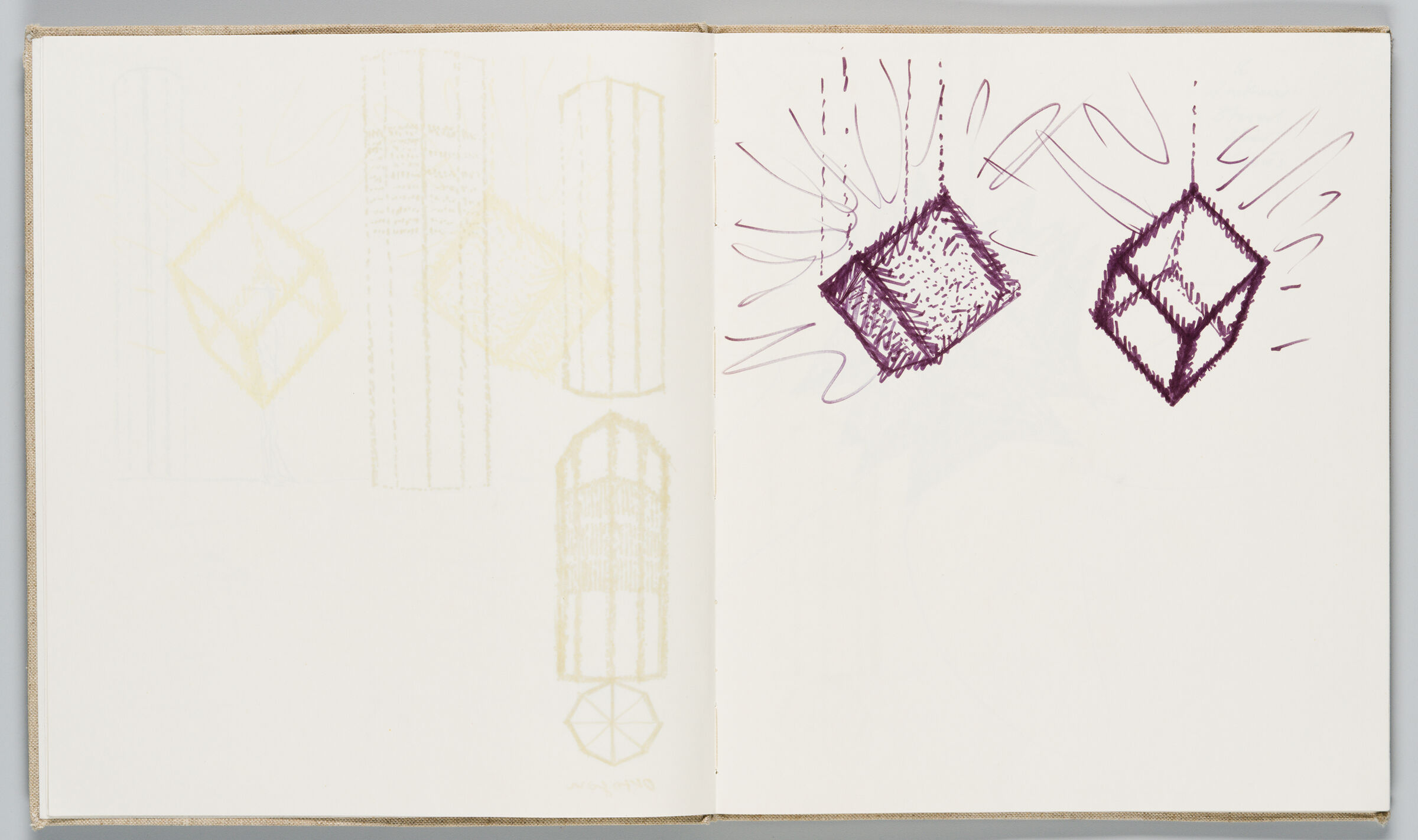 Untitled (Bleed-Through Of Previous Page With Color Transfer, Left Page); Untitled (Light Sculptures, Right Page)