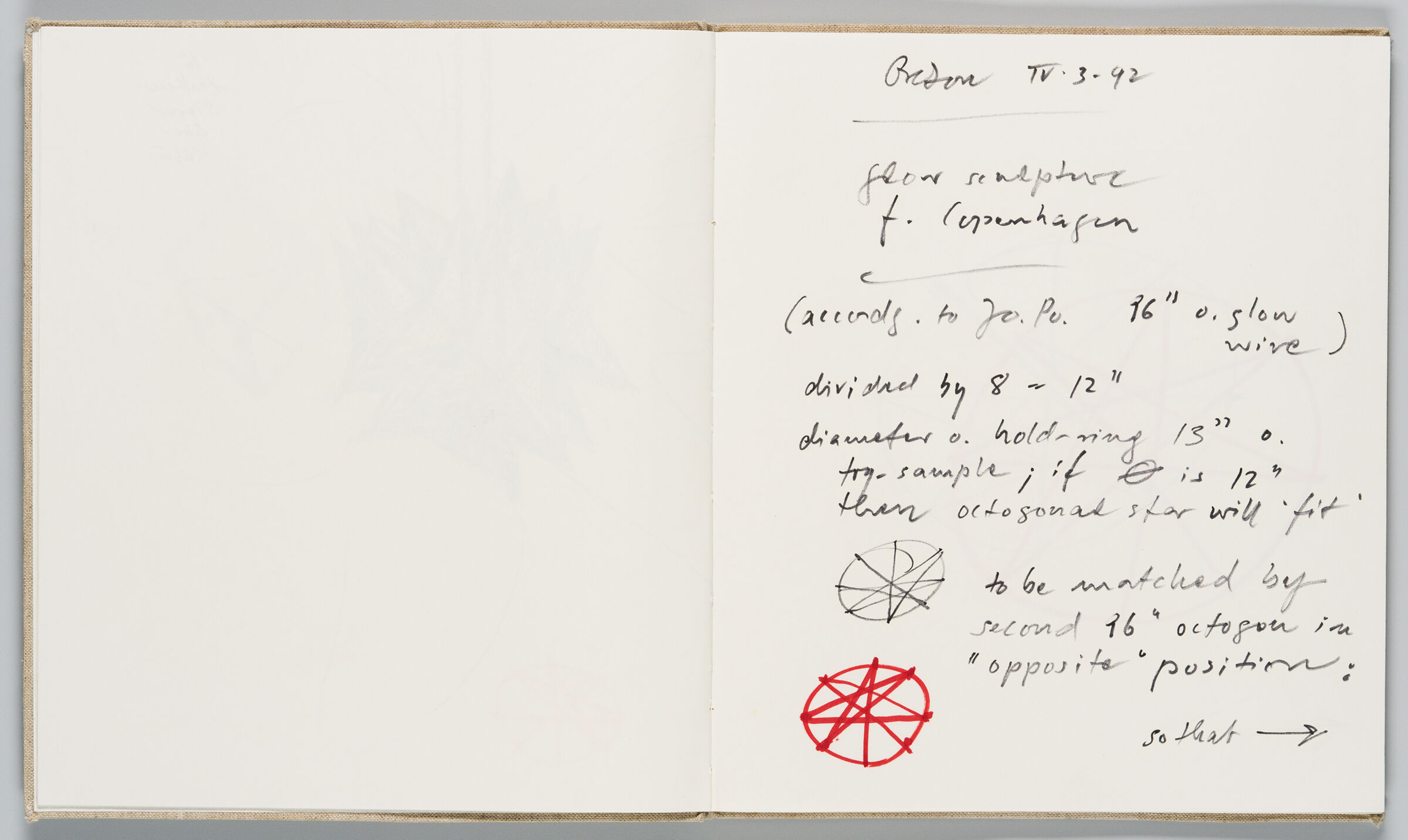 Untitled (Bleed-Through Of Previous Page With Faint Color Transfer, Left Page); Untitled (Notes, Right Page)