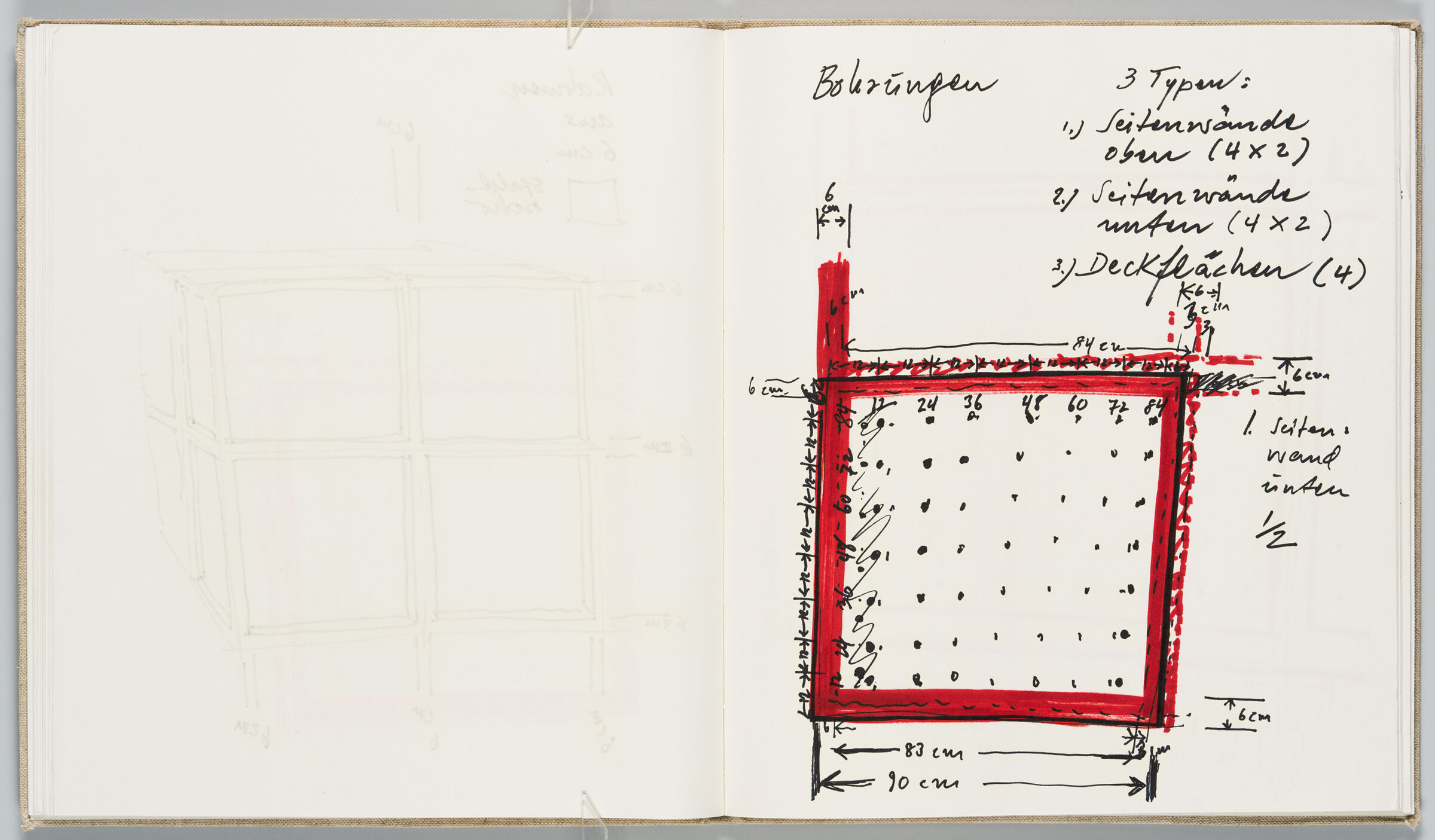 Untitled (Bleed-Through Of Previous Page, Left Page); Untitled (Measurements For 