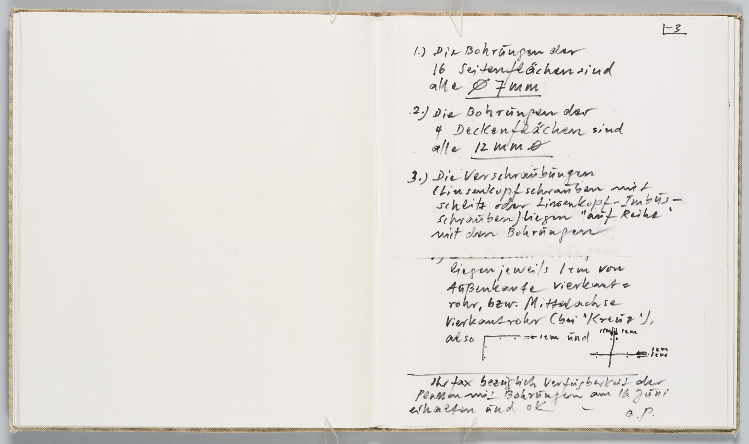 Untitled (Blank, Left Page); Untitled (Adhered Notes Of Text, Right Page)
