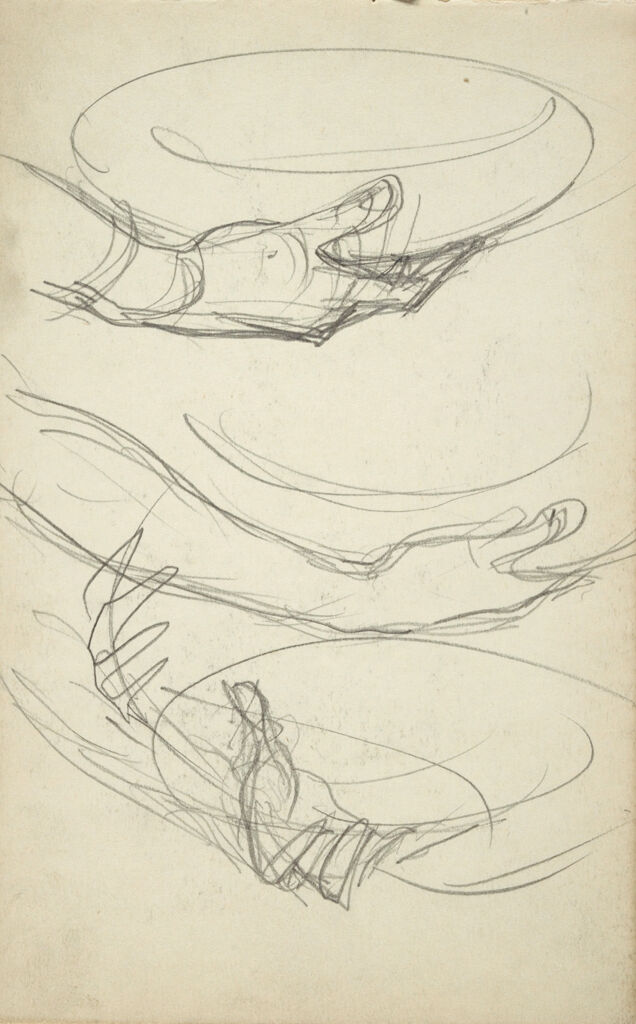 Blank Page; Verso: Two Studies Of A Hand Holding A Bowl