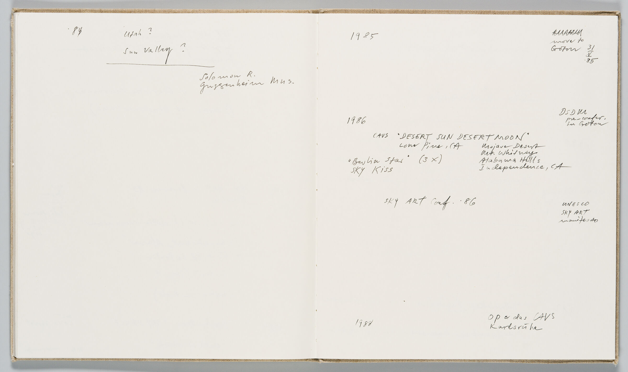 Untitled (Bleed-Through Of Previous Page, Left Page); Untitled (Notes On Sky Events, Right Page)