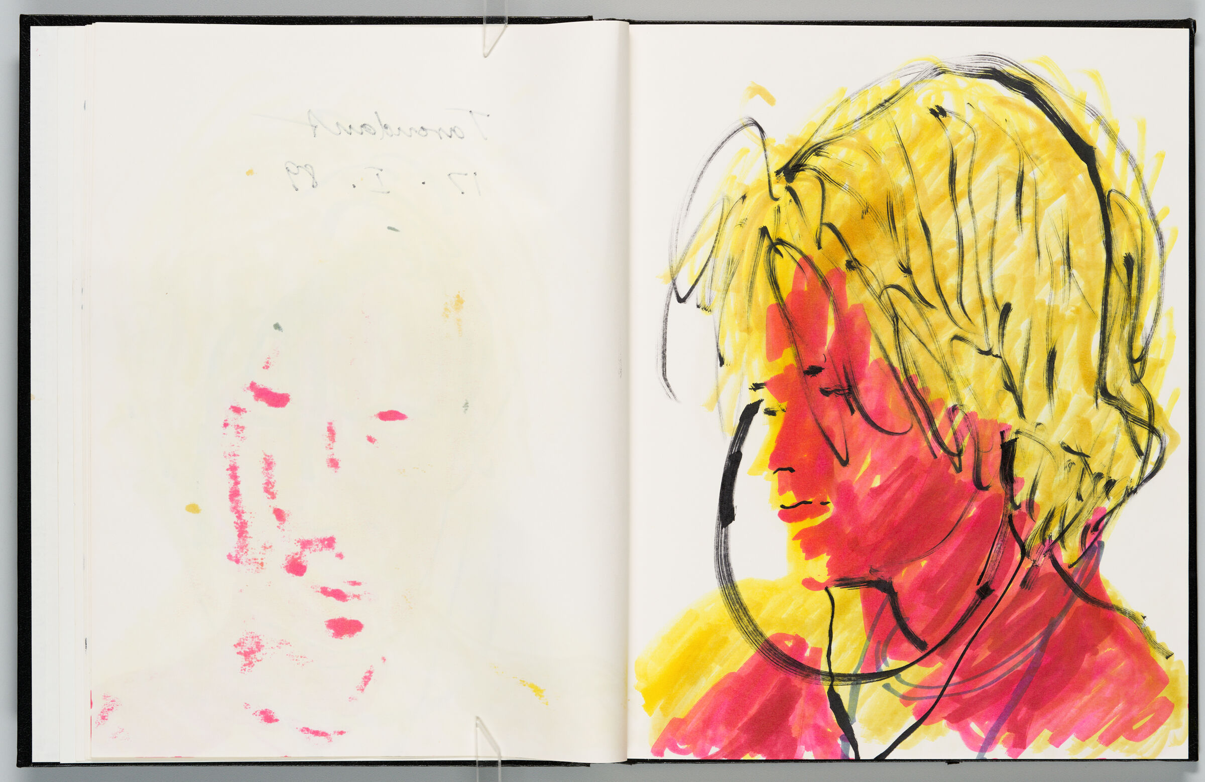 Untitled (Bleed-Through Of Previous Page, Left Page); Untitled (Study Of Female Figure With Headphones, Right Page)
