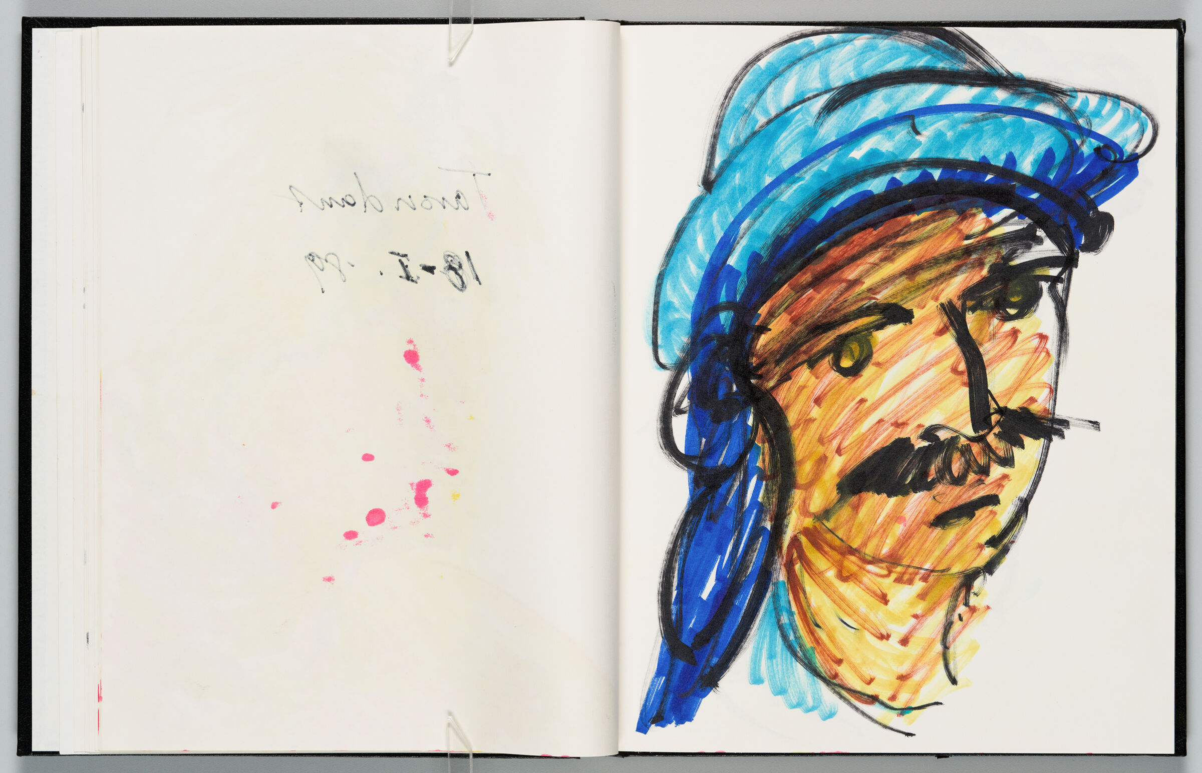 Untitled (Bleed-Through Of Previous Page, Left Page); Untitled (Study Of Male Head In Tagelmust, Right Page)