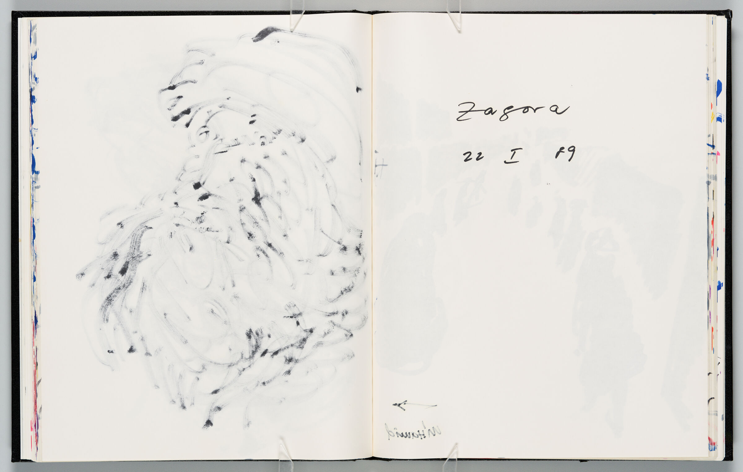 Untitled (Bleed-Through Of Previous Page, Left Page); Untitled (Note With Color Transfer, Right Page)