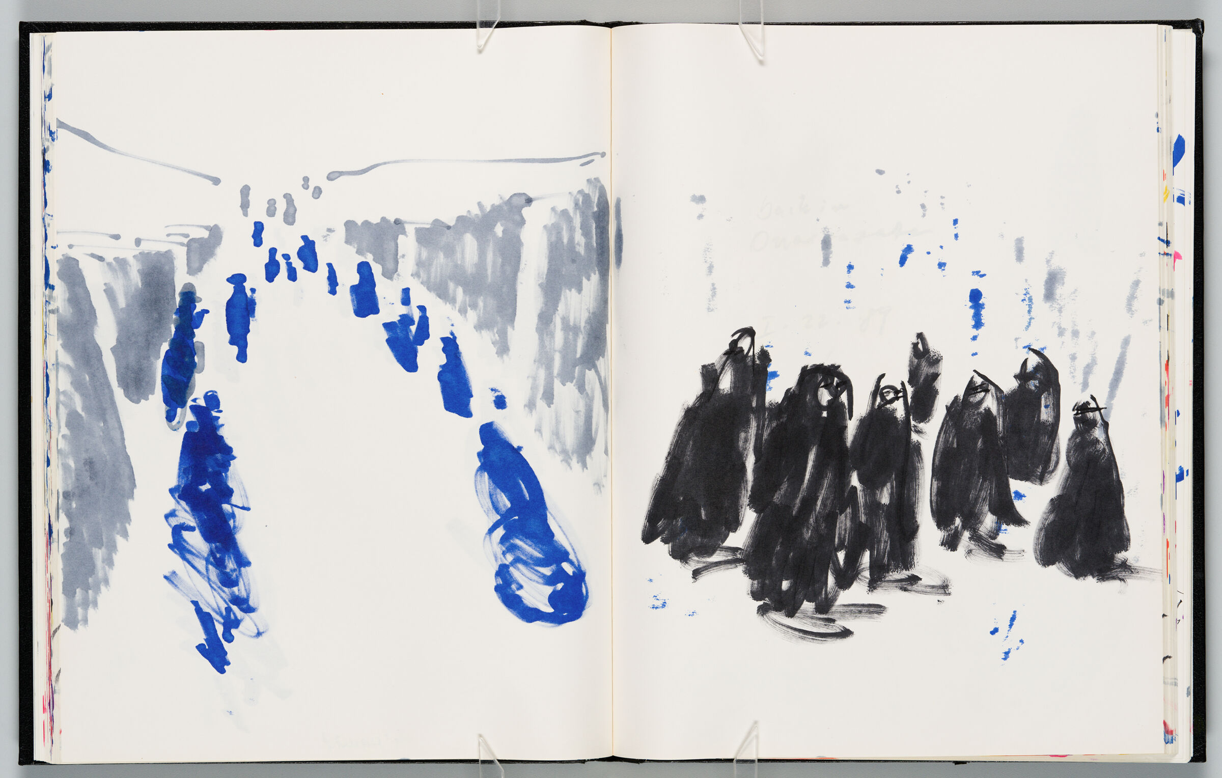 Untitled (Bleed-Through Of Previous Page, Left Page); Untitled (Figures And Color Transfer, Right Page)