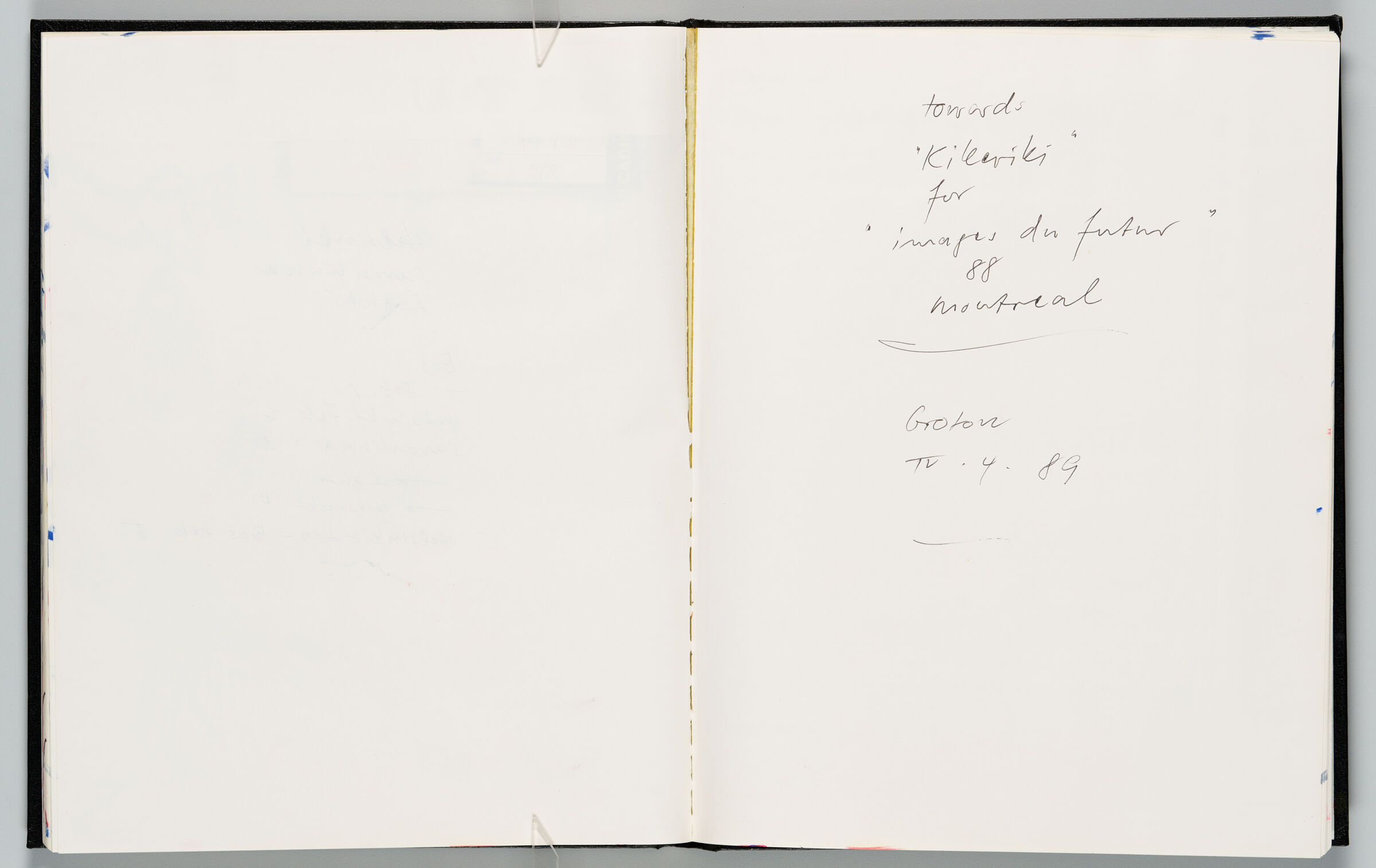 Untitled (Blank, Left Page); Untitled (Notes, Right Page)