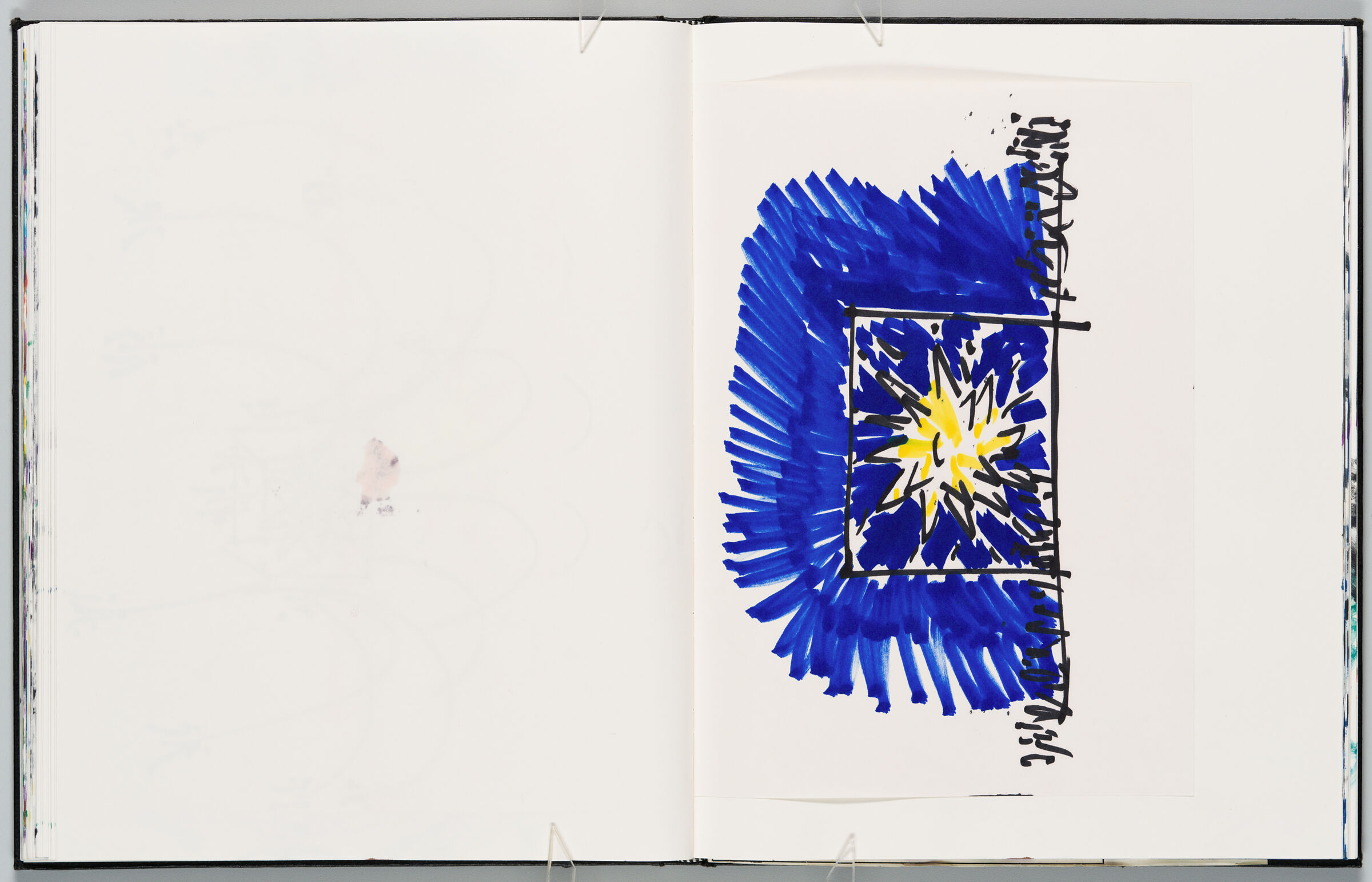 Untitled (Blank With Faint Color Transfer, Left Page); Untitled (Design For Korea Olympics On Adhered Page, Right Page)