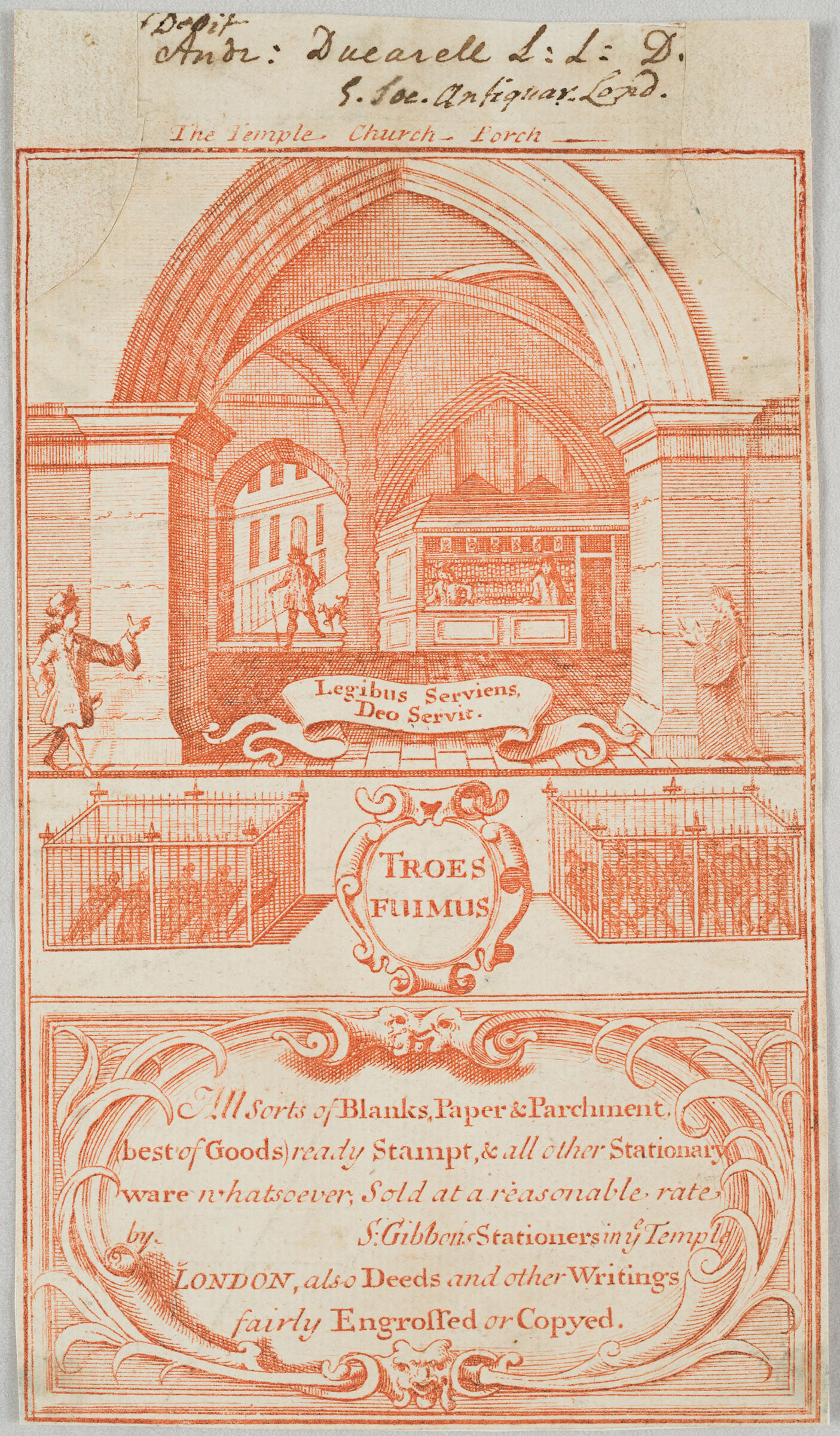 Album Page With S. Gibbons Stationers In Ye Temple; Verso: Tomb Of Bacchus