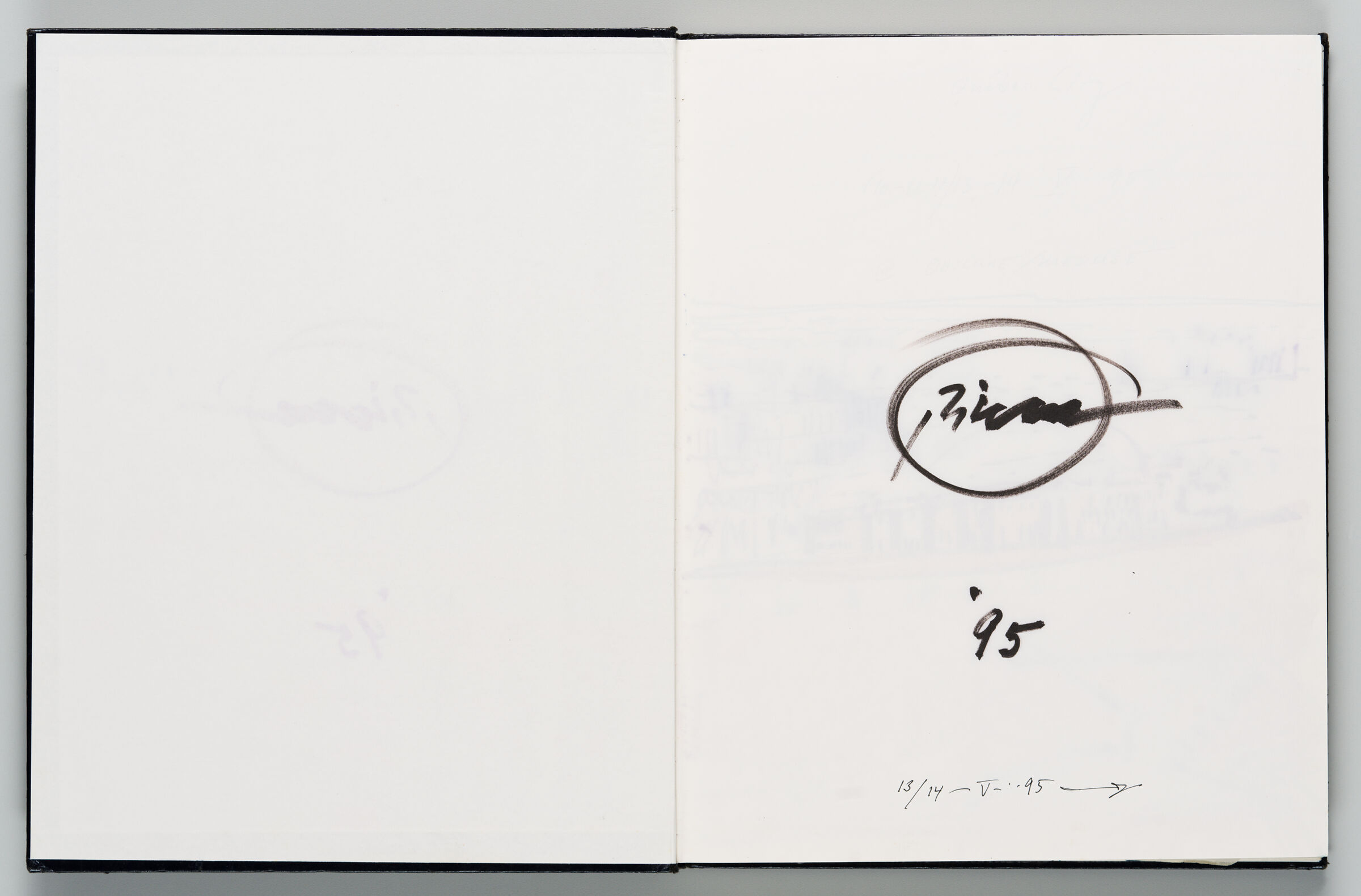 Untitled (Front Endpaper With Color Transfer Of Signature, Left Page); Untitled (Signature, Right Page)