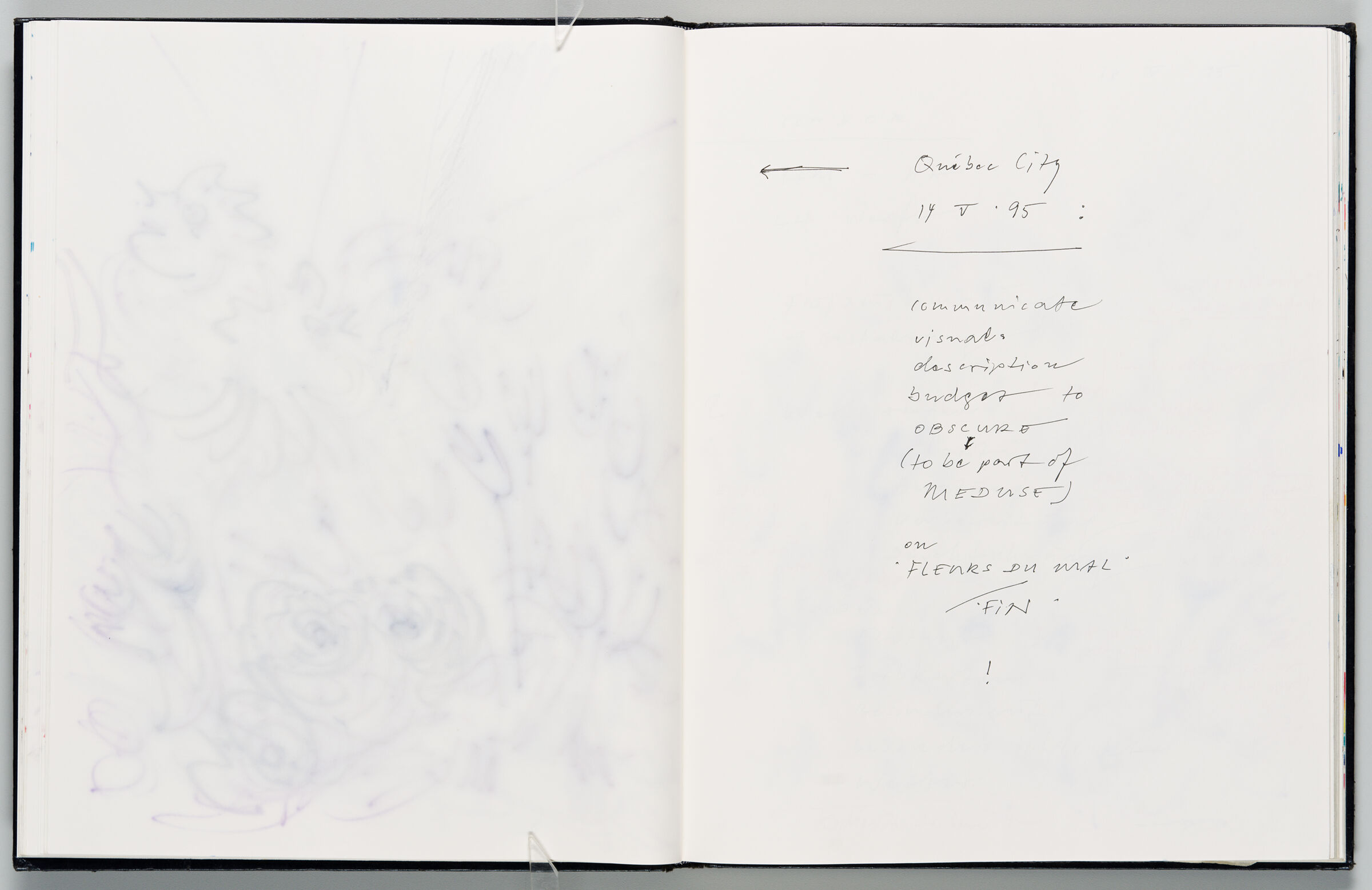 Untitled (Bleed-Through Of Previous Page, Left Page); Untitled (Notes With Color Transfer, Right Page)