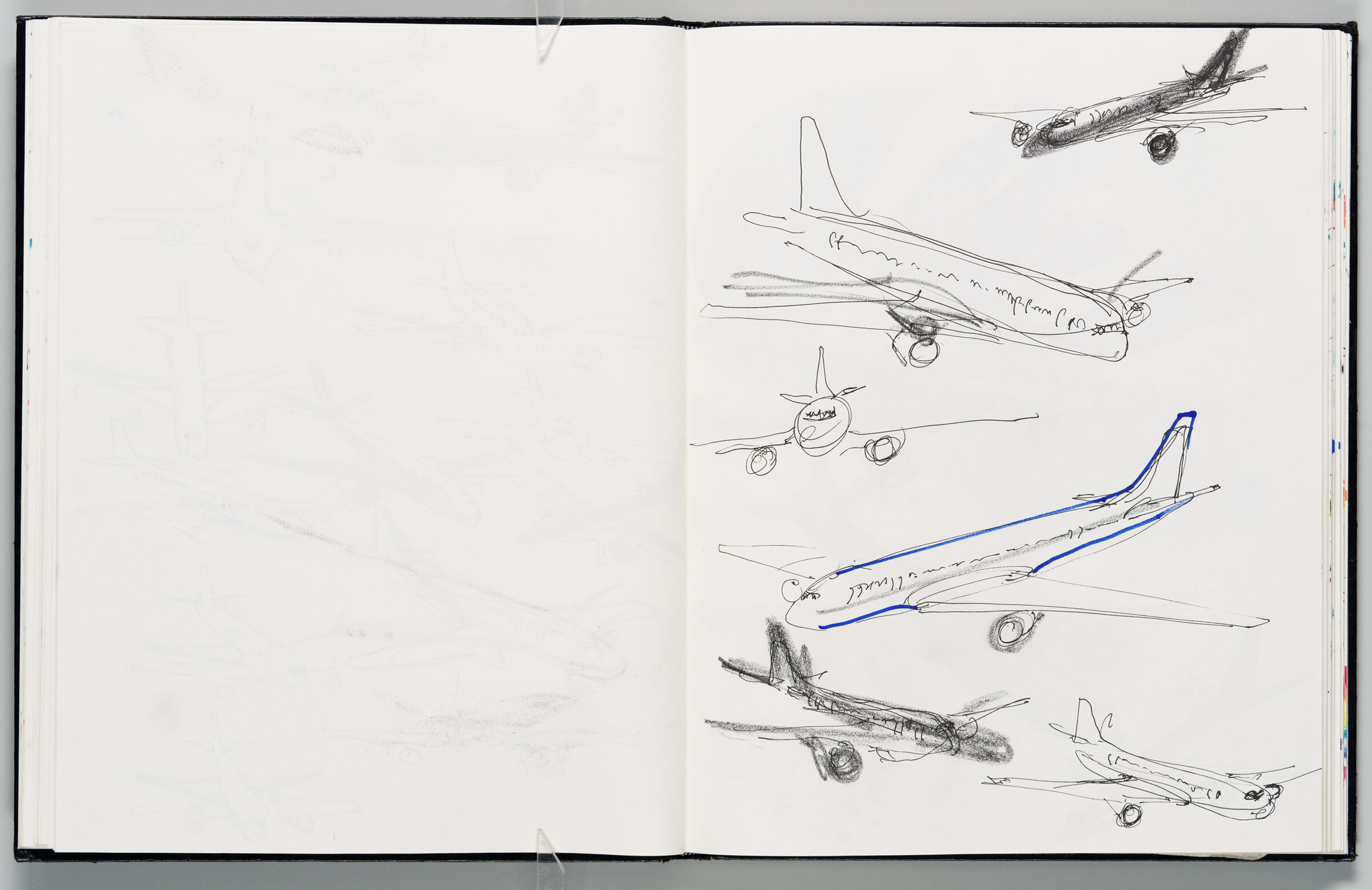 Untitled (Blank With Graphite Transfer, Left Page); Untitled (Designs For Condor Planes, Right Page)