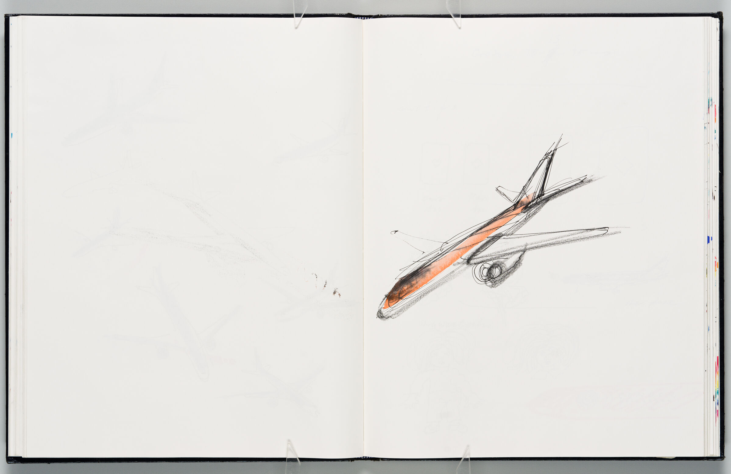 Untitled (Blank With Graphite And Color Transfer, Left Page); Untitled (Designs For Condor Planes, Right Page)