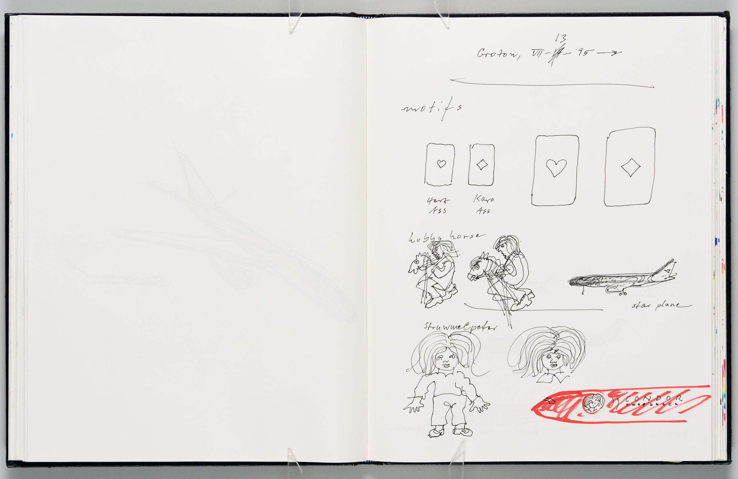 Untitled (Blank, Left Page); Untitled (Notes On Motifs For Condor Designs, Right Page)