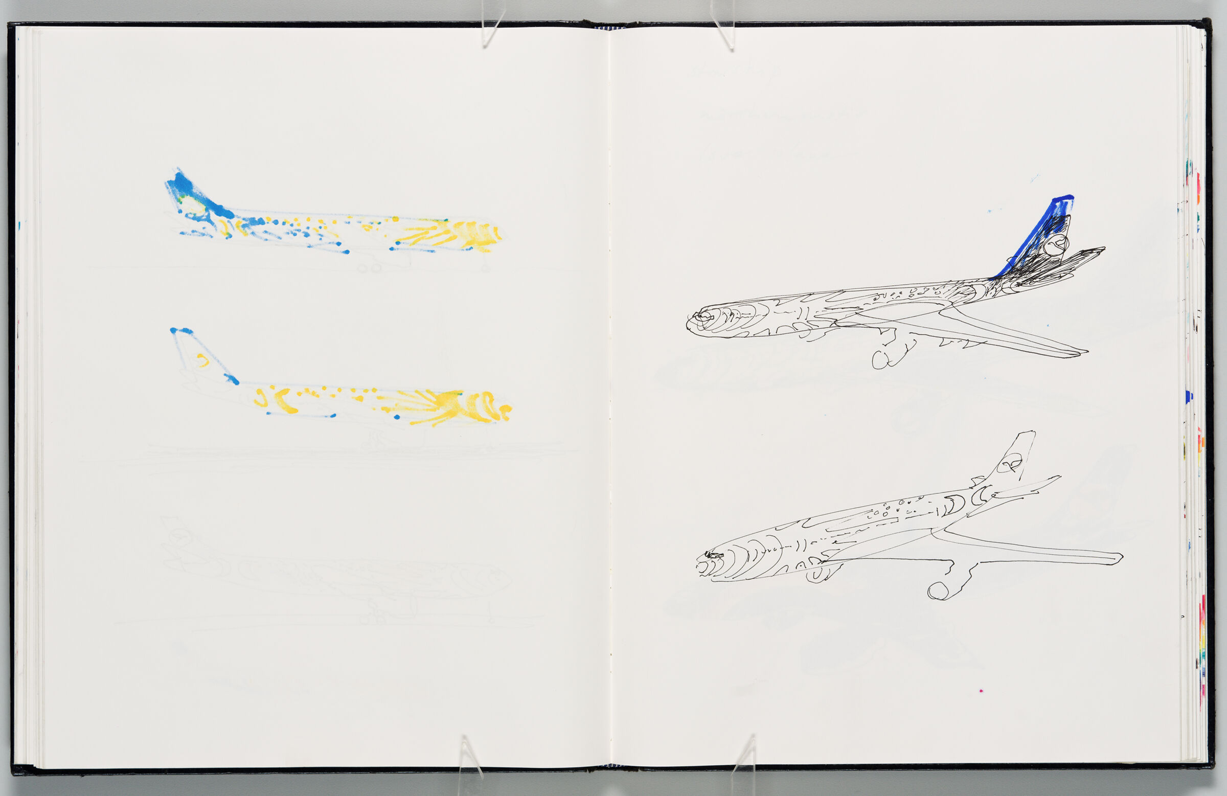 Untitled (Bleed-Through Of Previous Page, Left Page); Untitled (Star- And Sun Plane Designs For Condor, Right Page)