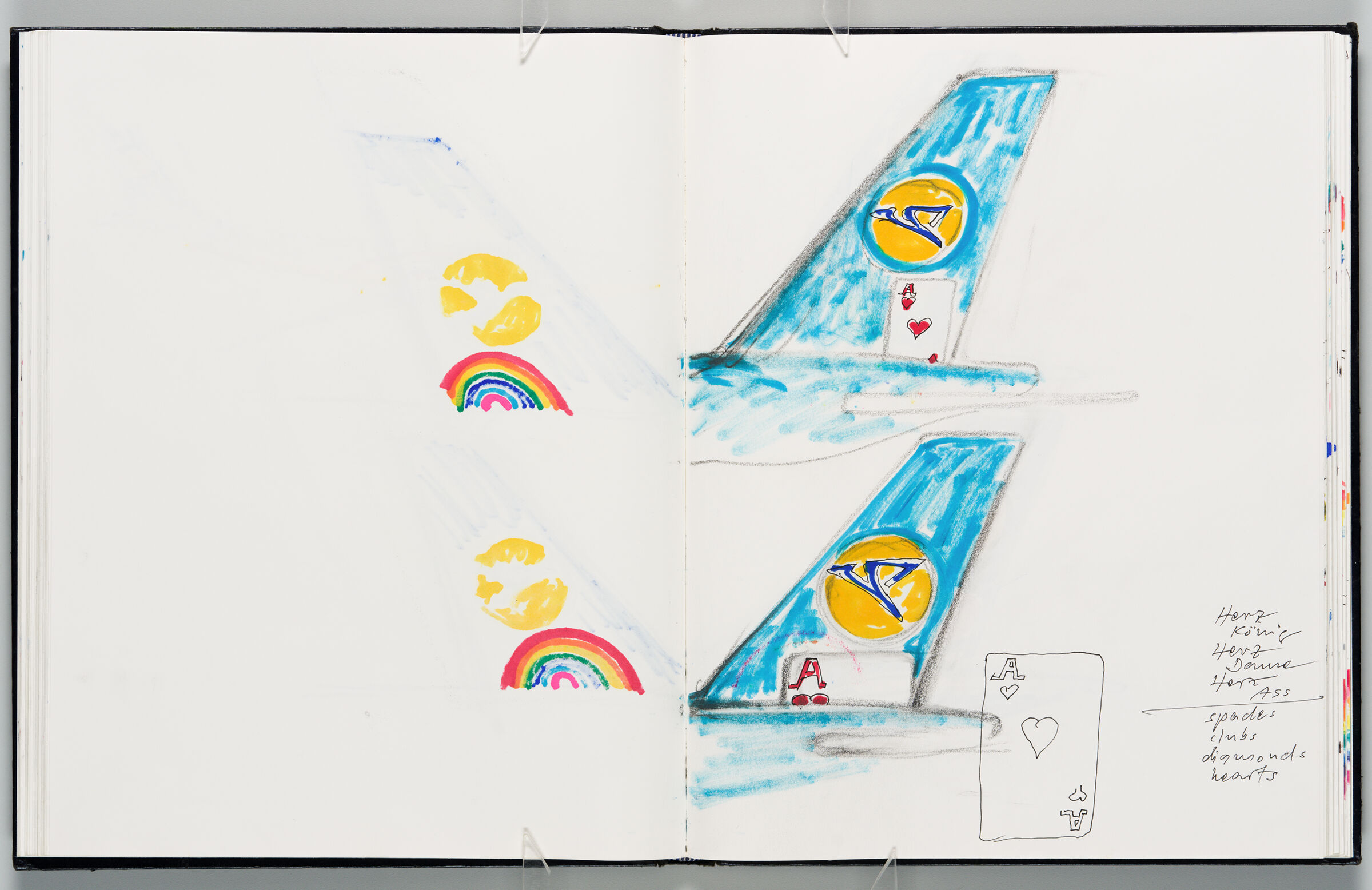 Untitled (Bleed-Through Of Previous Page, Left Page); Untitled (Playing Card Designs For Condor Planes, Right Page)