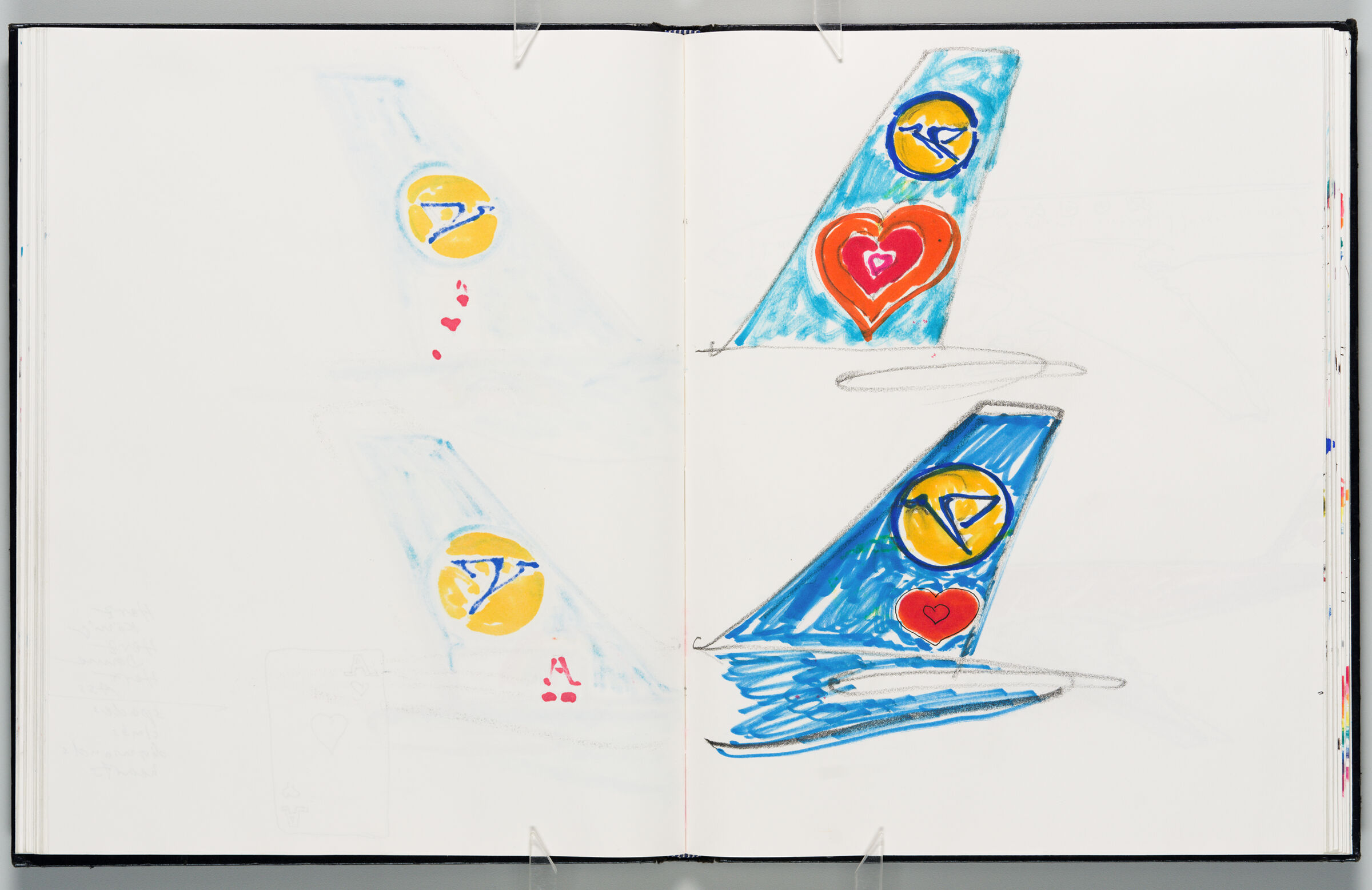 Untitled (Bleed-Through Of Previous Page, Left Page); Untitled (Heart Designs For Condor Planes, Right Page)