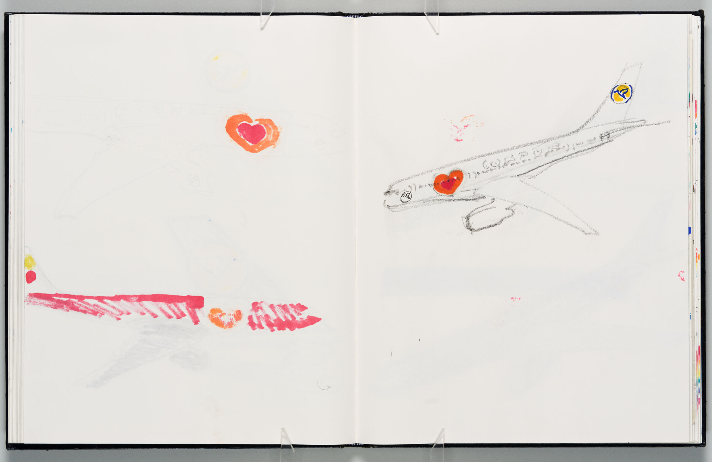 Untitled (Bleed-Through Of Previous Page, Left Page); Untitled (Heart Design For Condor Planes, Right Page)