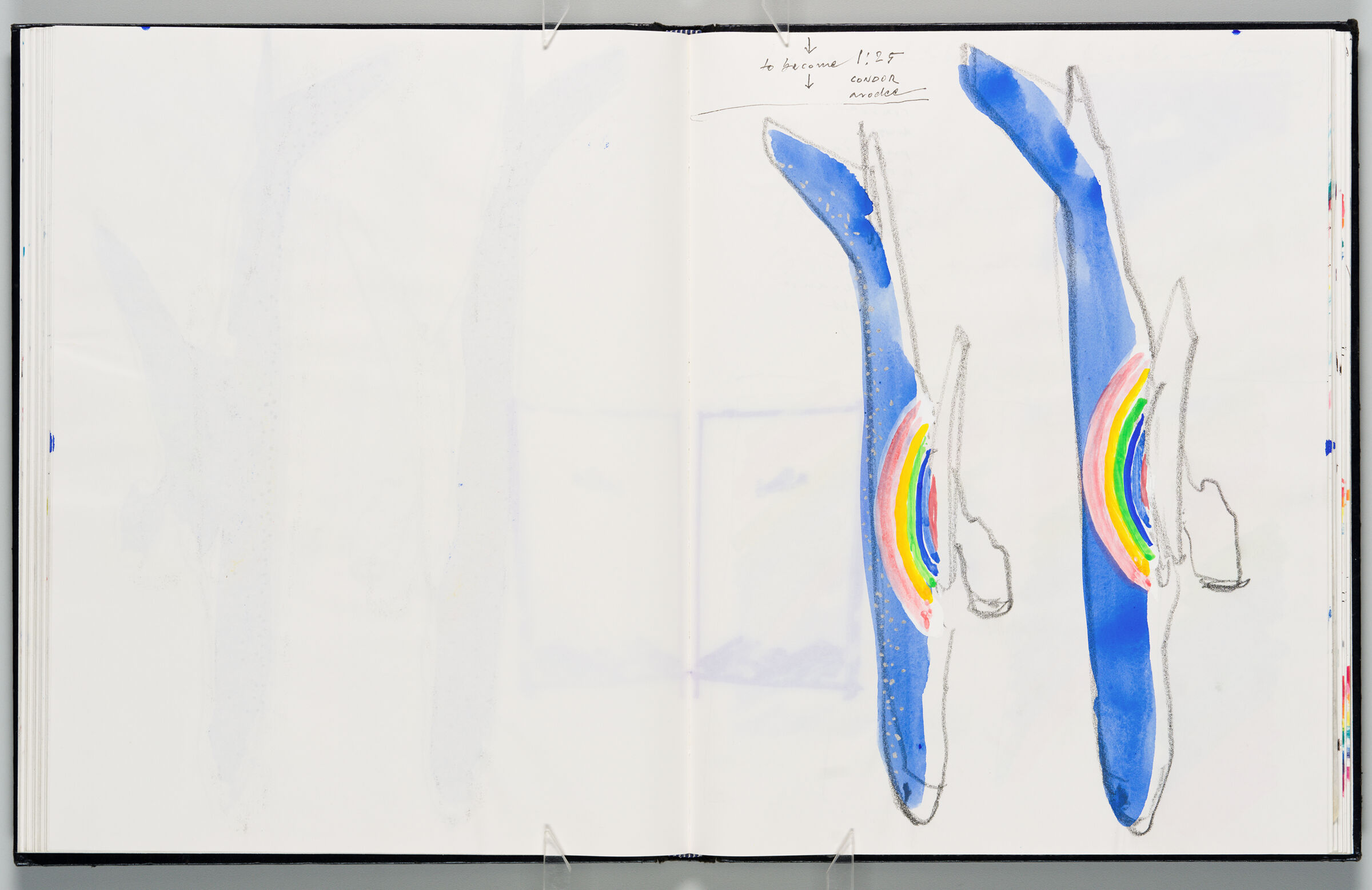 Untitled (Blank With Color Transfer, Left Page); Untitled (Starplane Designs For Condor, Right Page)