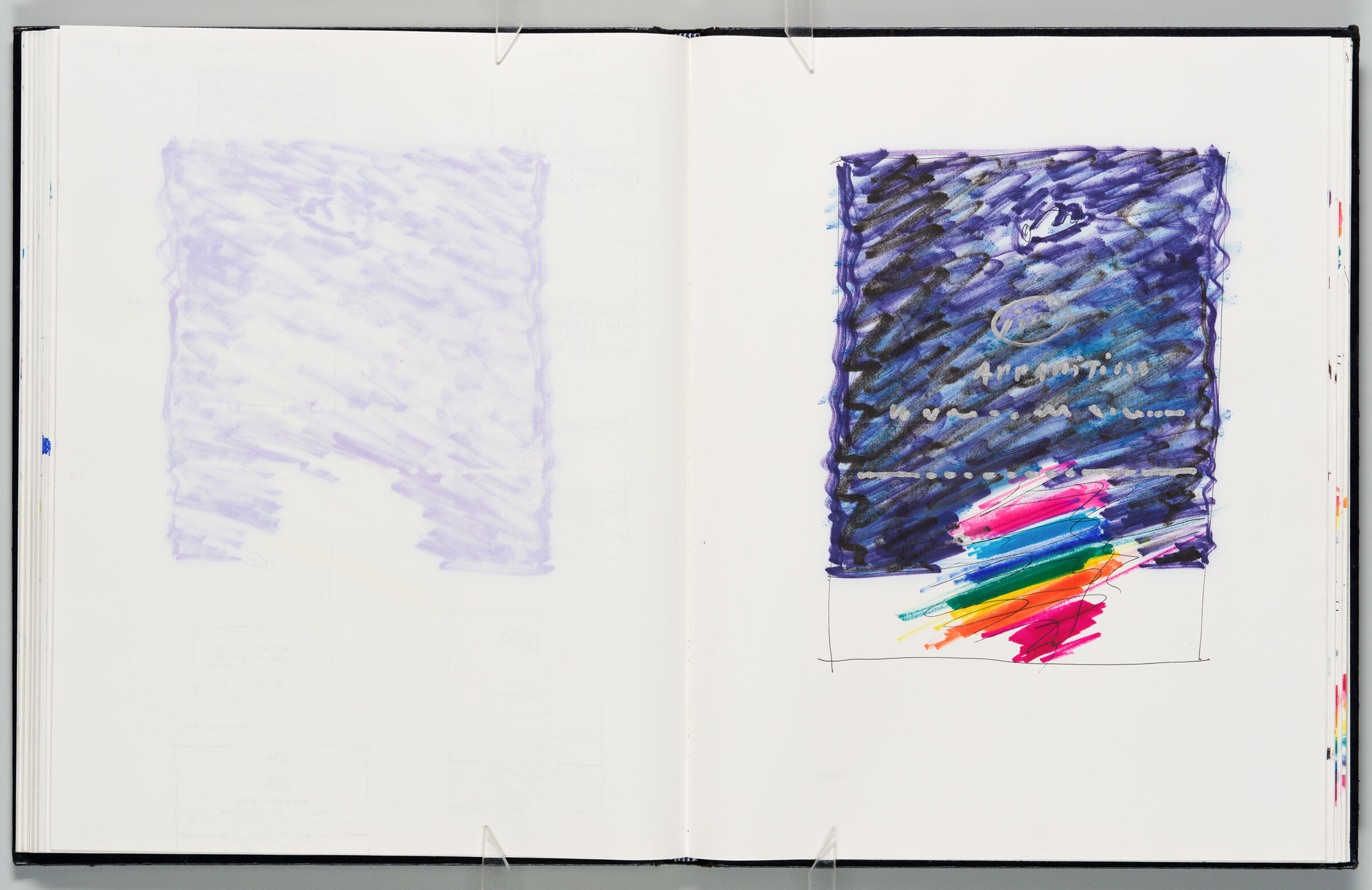 Untitled (Blank With Color Transfer, Left Page); Untitled (Galerie Schoeller Poster Design, Right Page)