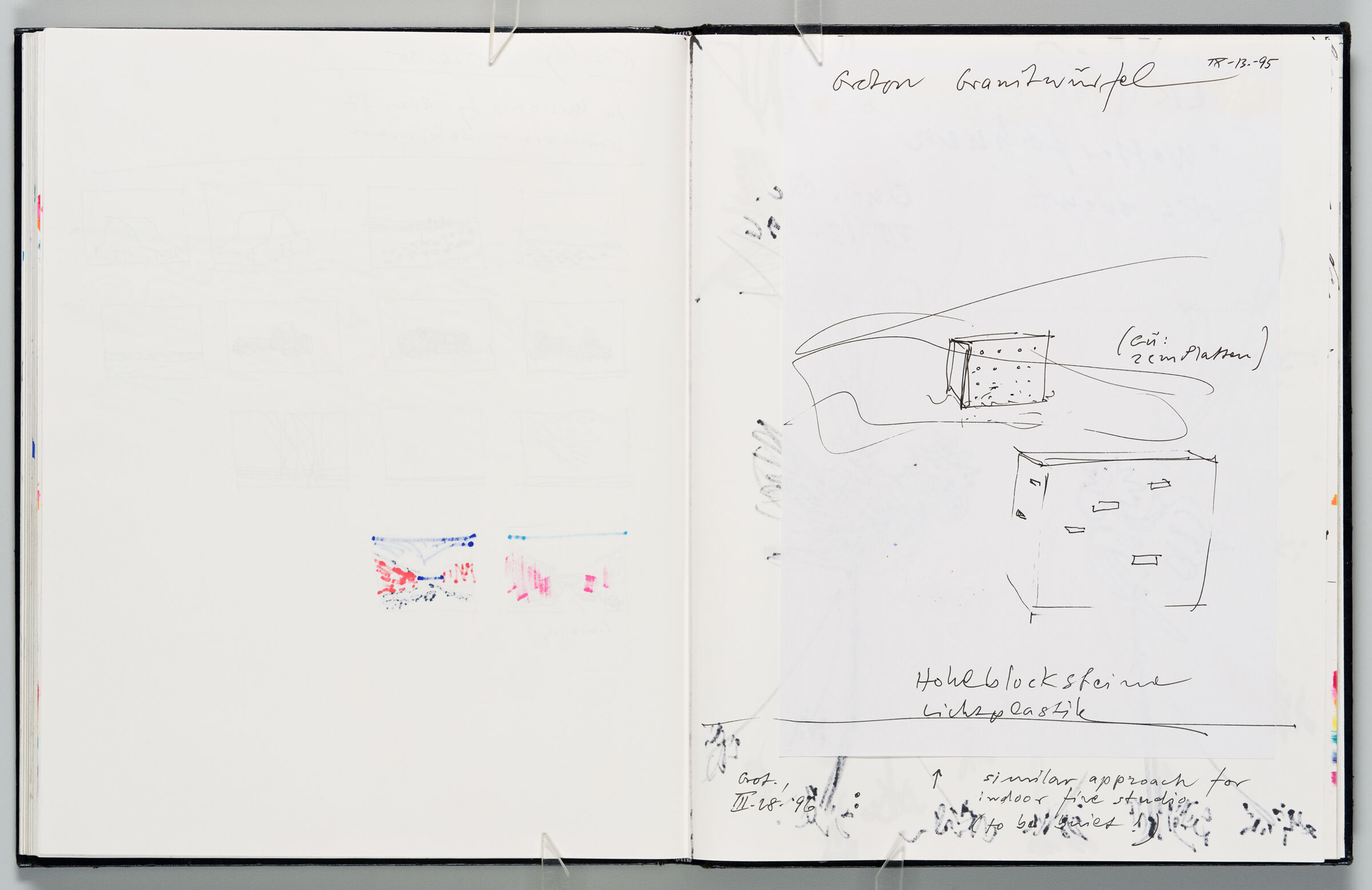 Untitled (Bleed-Through Of Previous Page, Left Page); Untitled (Inserted Sheet With Notes, Right Page)