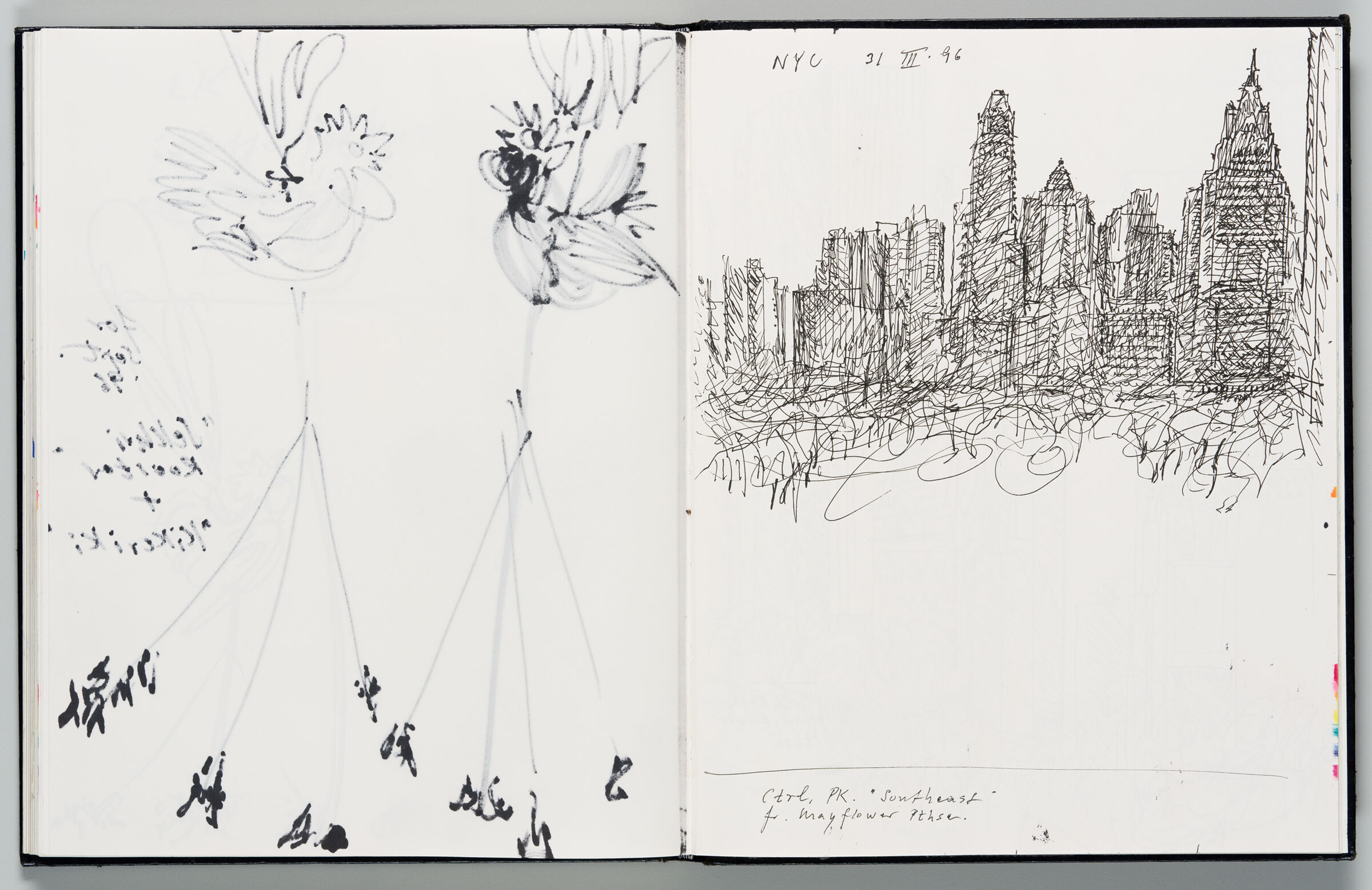 Untitled (Bleed-Through Of Previous Page, Left Page); Untitled (New York Skyline From Across Central Park, Right Page)