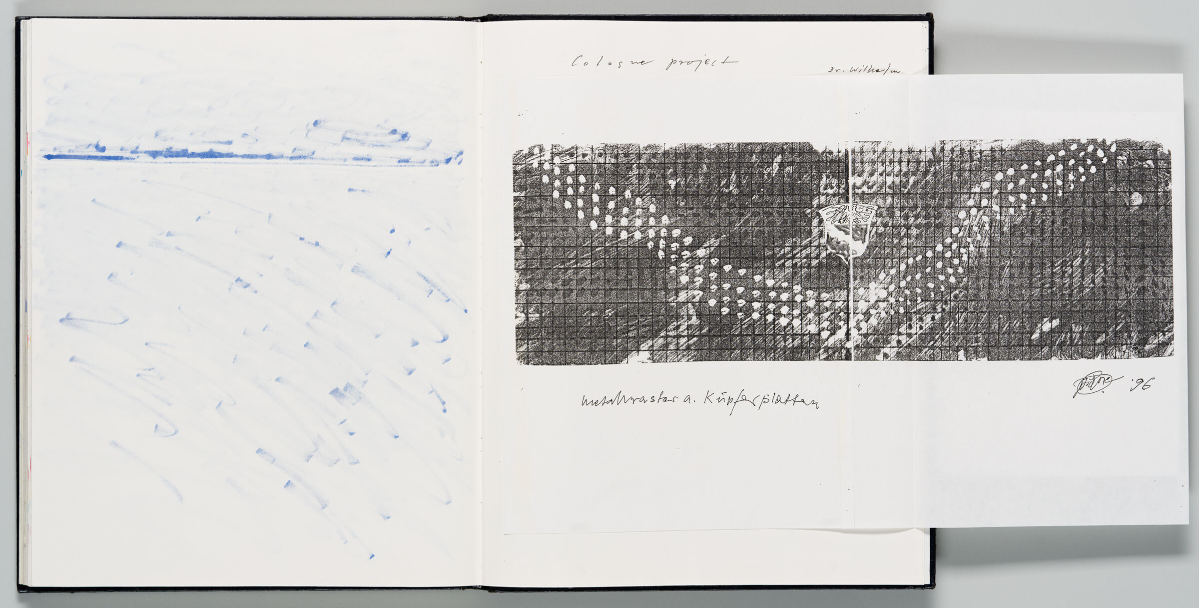 Untitled (Bleed-Through Of Previous Page, Left Page); Untitled (Adhered Sheet Of Paper And Note, Right Page)