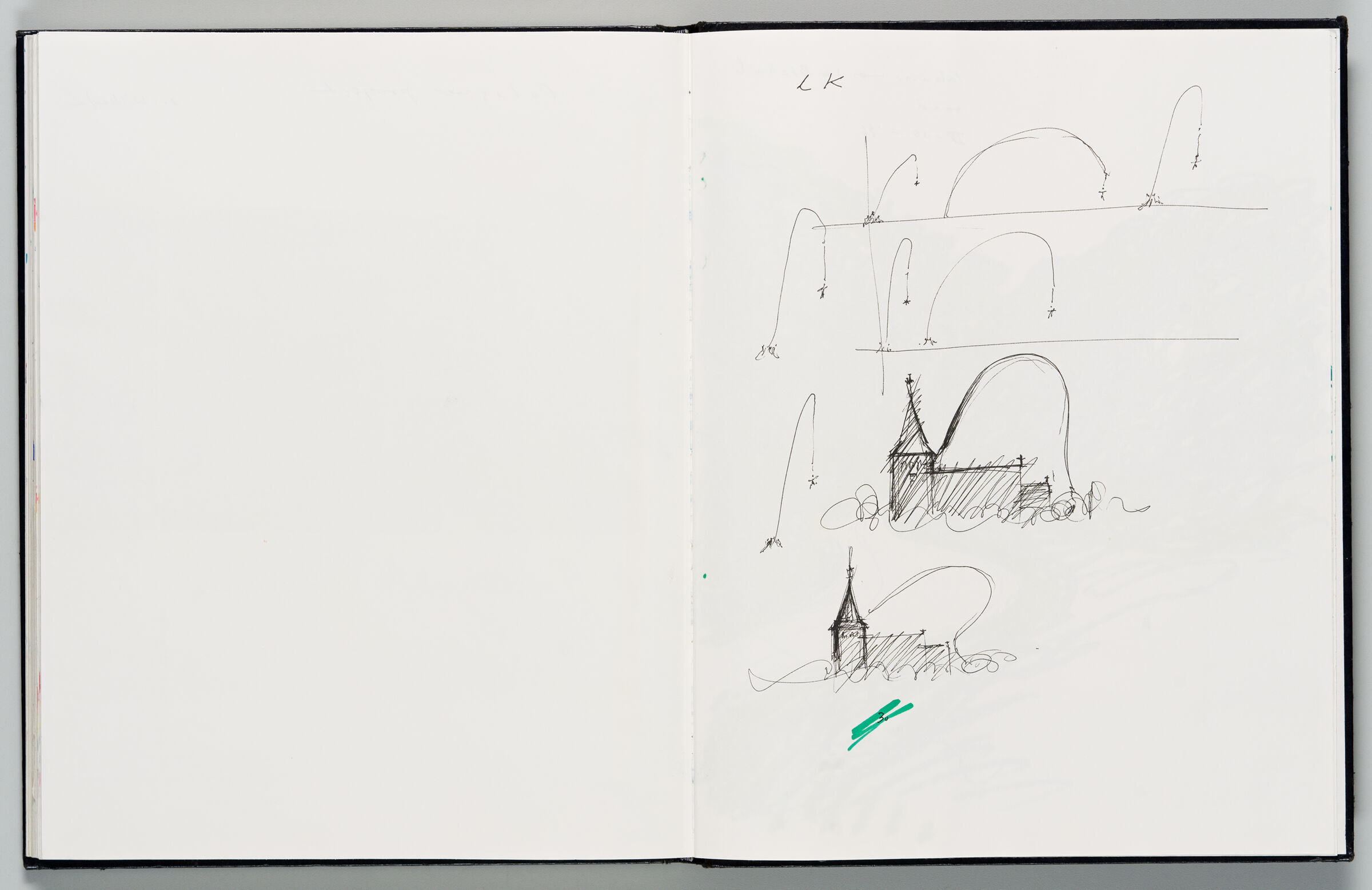 Untitled (Blank, Left Page); Untitled (Sky Event Sketches, Right Page)