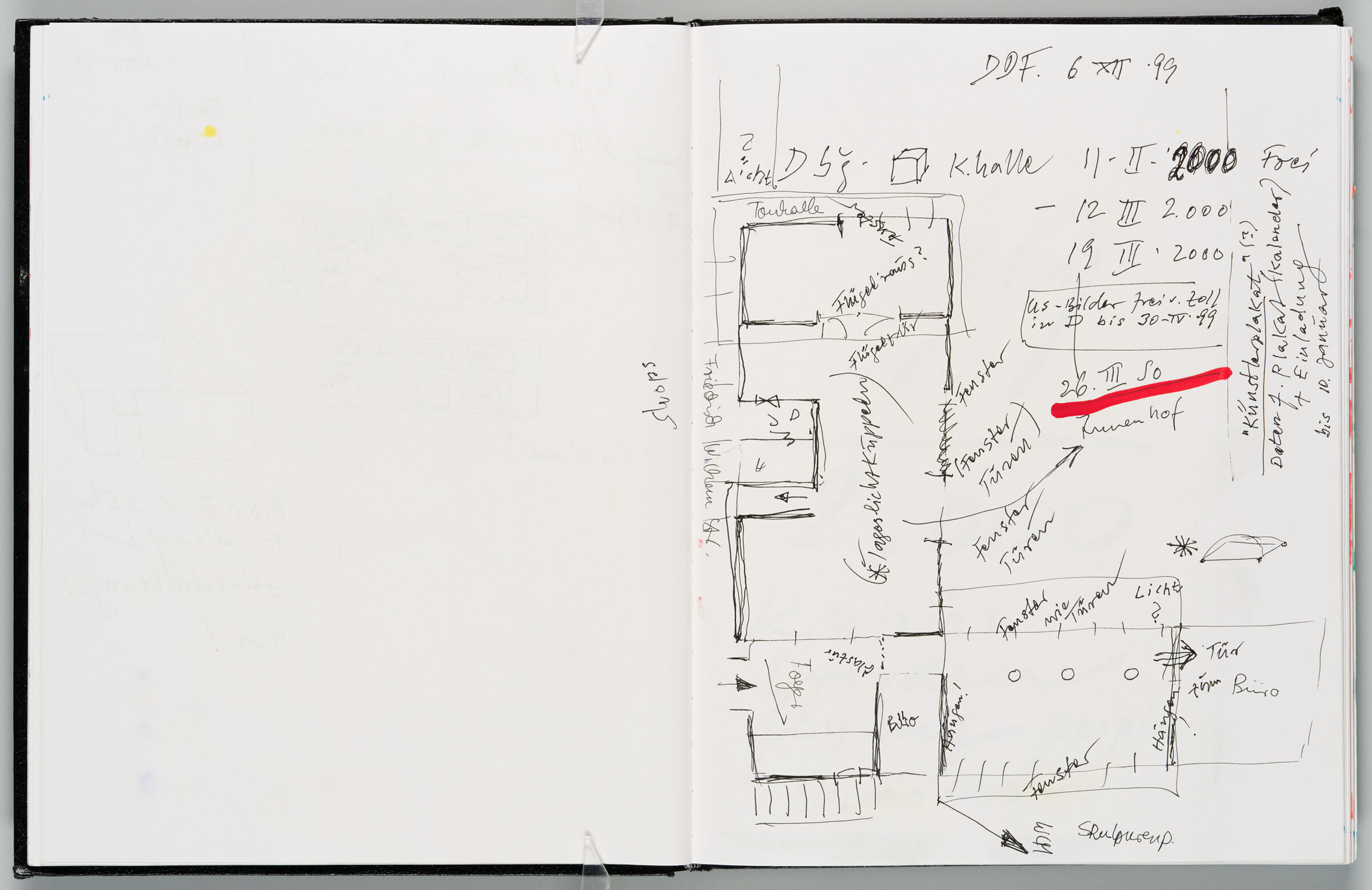 Untitled (Blank, Left Page); Untitled (Exhibition Layout For Duisburg Kunsthalle, Right Page)