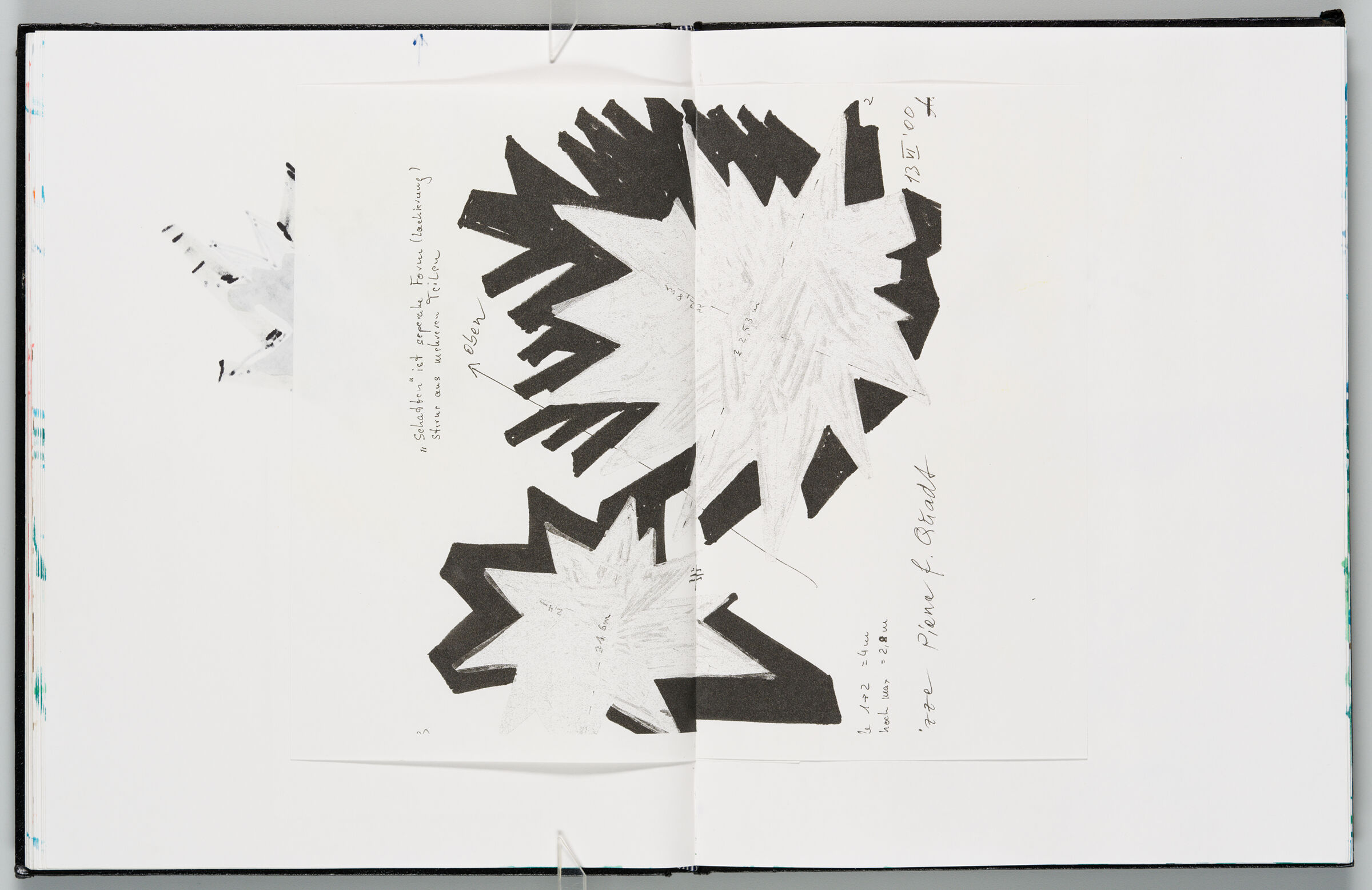 Untitled (Bleed-Through From Previous Page, Left Page); Untitled (Adhered Photocopy Of Inserted Drawing, Right Page)