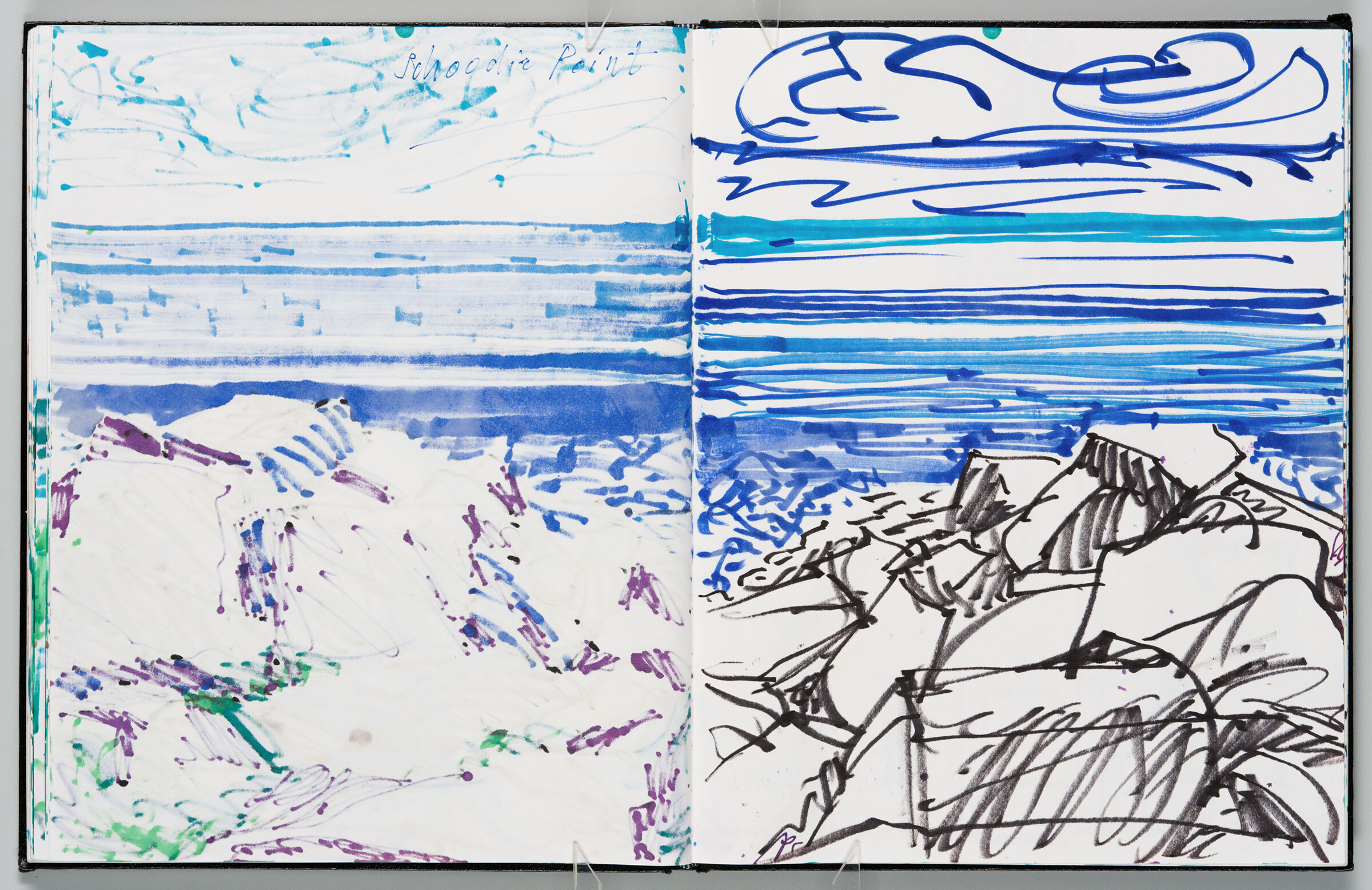 Untitled (Bleed-Through From Previous Page And Note, Left Page); Untitled (Maine Seascape, Right Page)