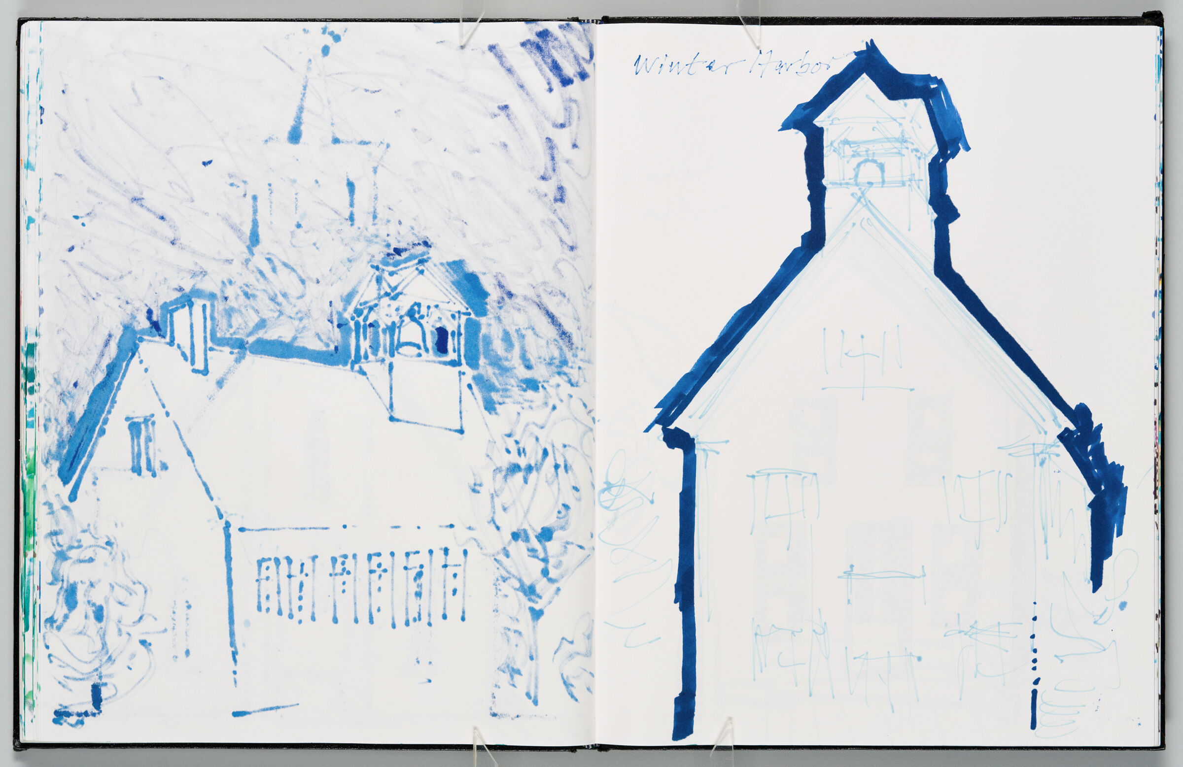 Untitled (Bleed-Through From Previous Page, Left Page); Untitled (Church In Winter Harbor, Right Page)