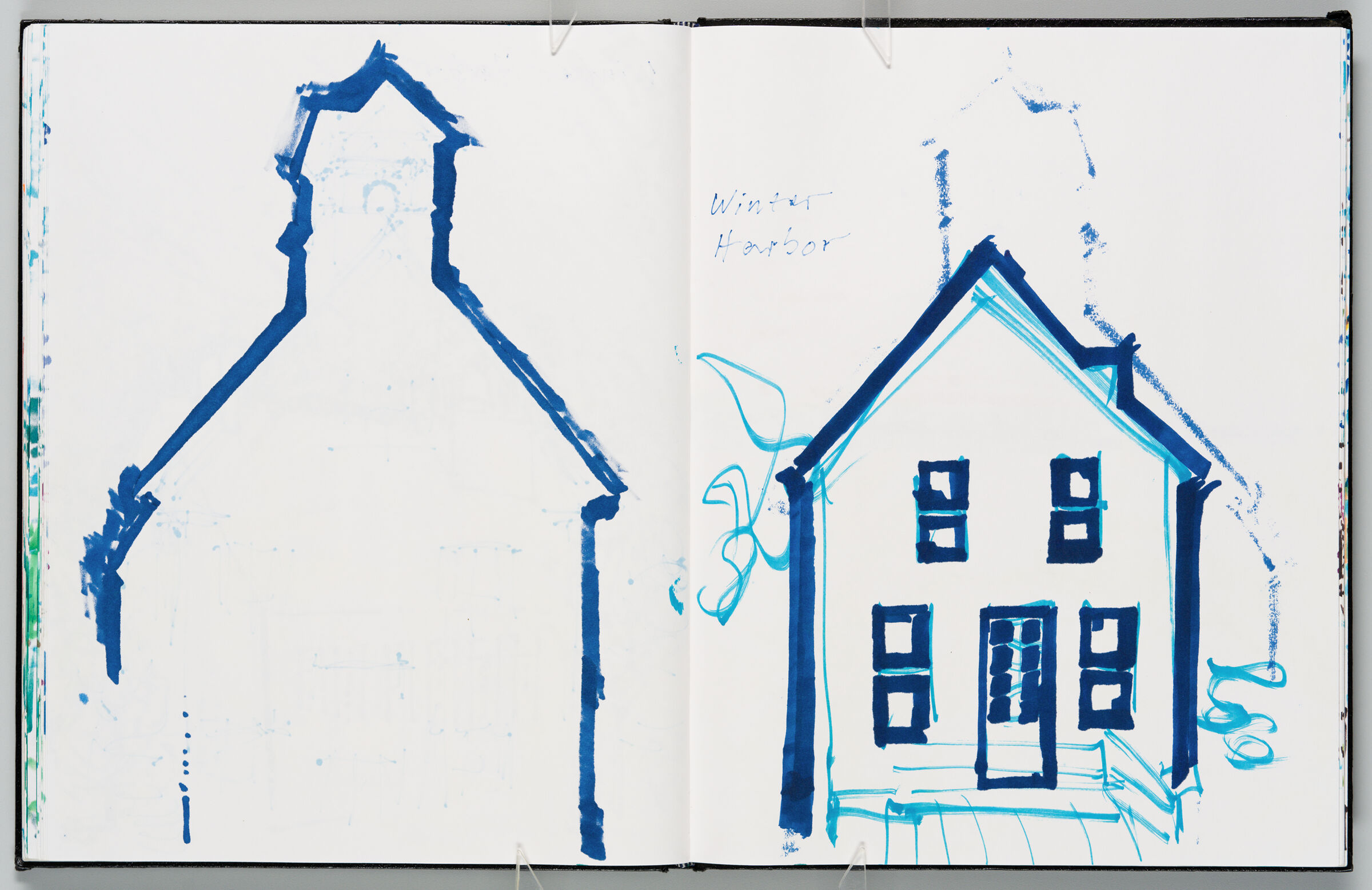 Untitled (Bleed-Through From Previous Page, Left Page); Untitled (Winter Harbor Scene With Color Transfer, Right Page)