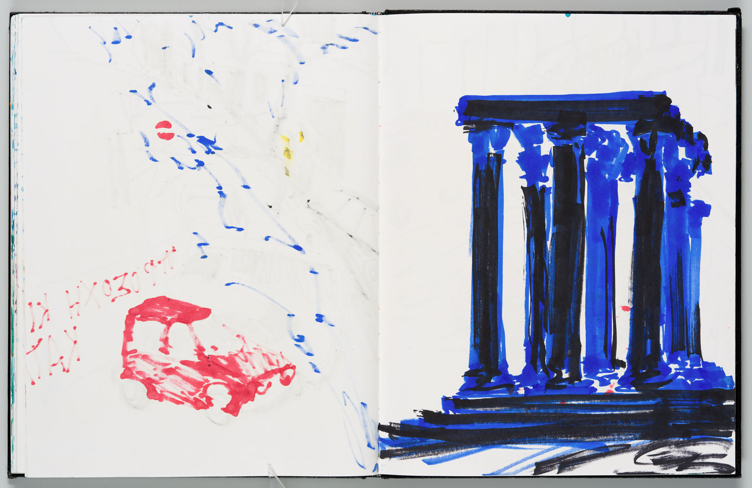 Untitled (Bleed-Through From Previous Page, Left Page); Untitled (Jupiter Temple In Athens, Right Page)