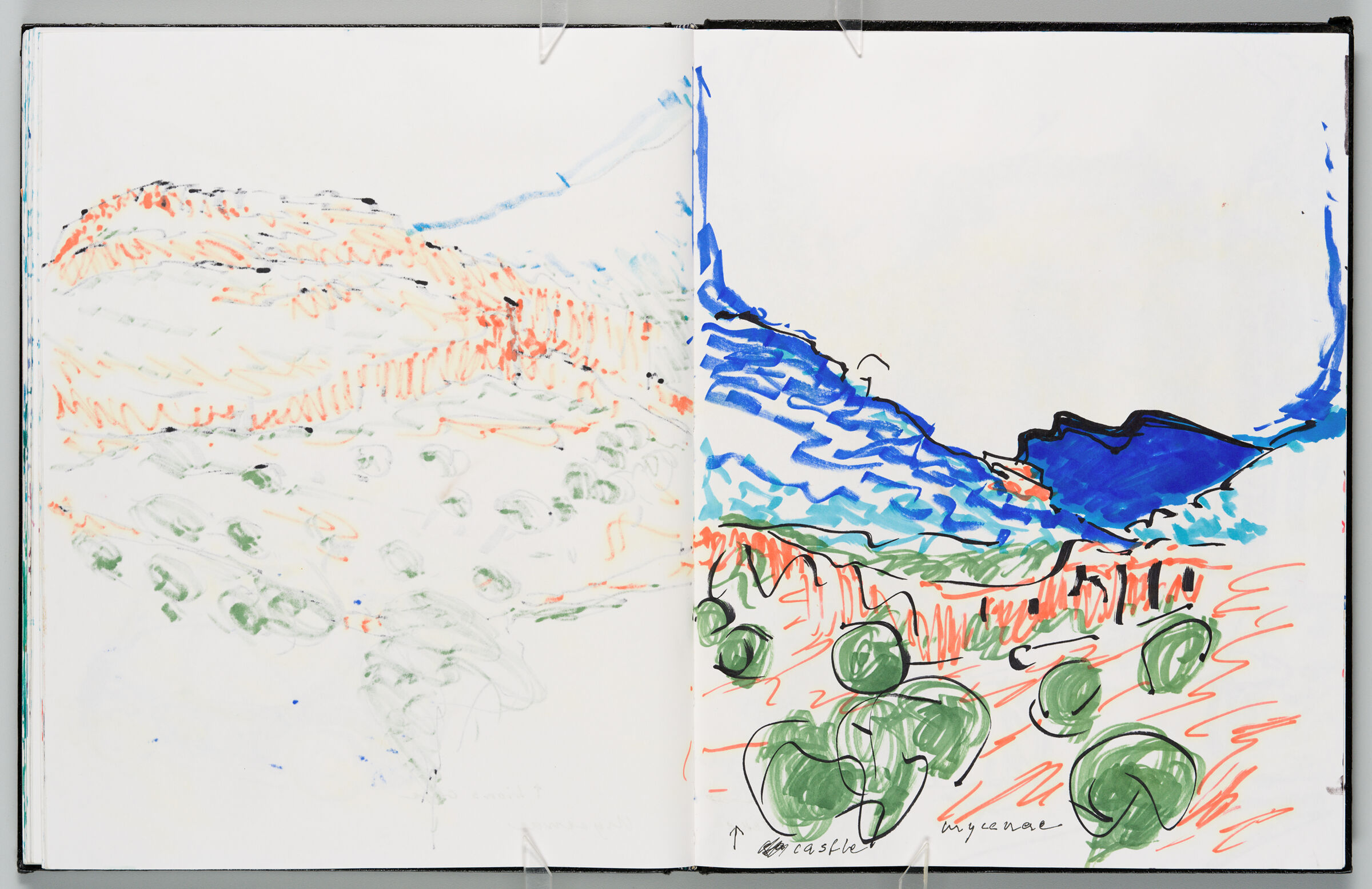 Untitled (Bleed-Through Of Previous Page, Left Page); Untitled (Landscape In Mycenae, Right Page)