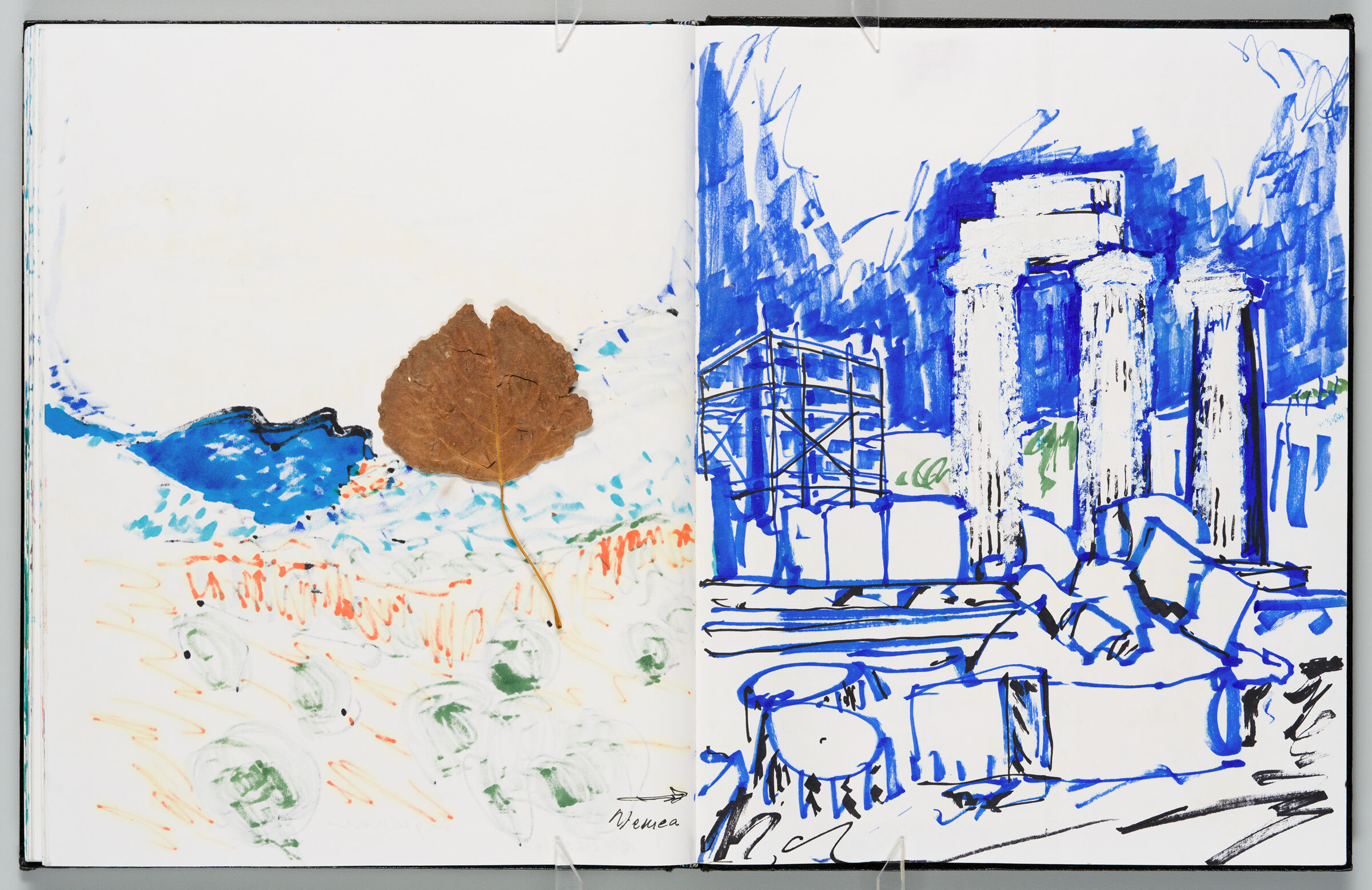 Untitled (Bleed-Through Of Previous Page, Left Page); Untitled (Ruins In Nemea, Right Page)